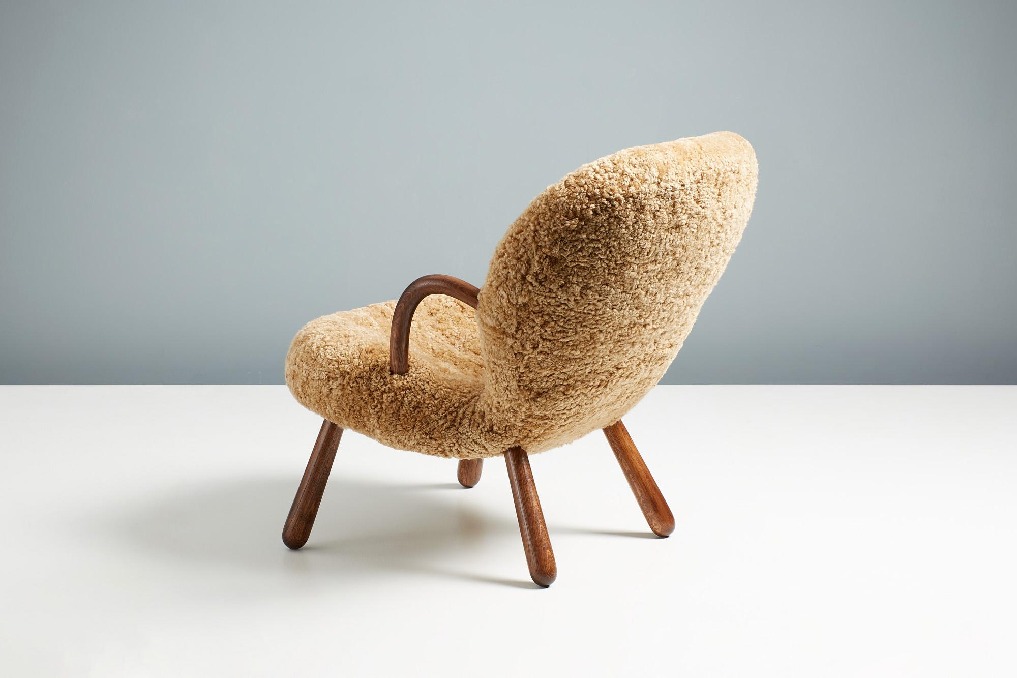 Contemporary Re-Edition Sheepskin Clam Chairs by Arnold Madsen For Sale