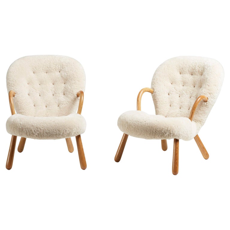 Re-Edition Sheepskin Clam Chairs by Arnold Madsen For Sale at 1stDibs