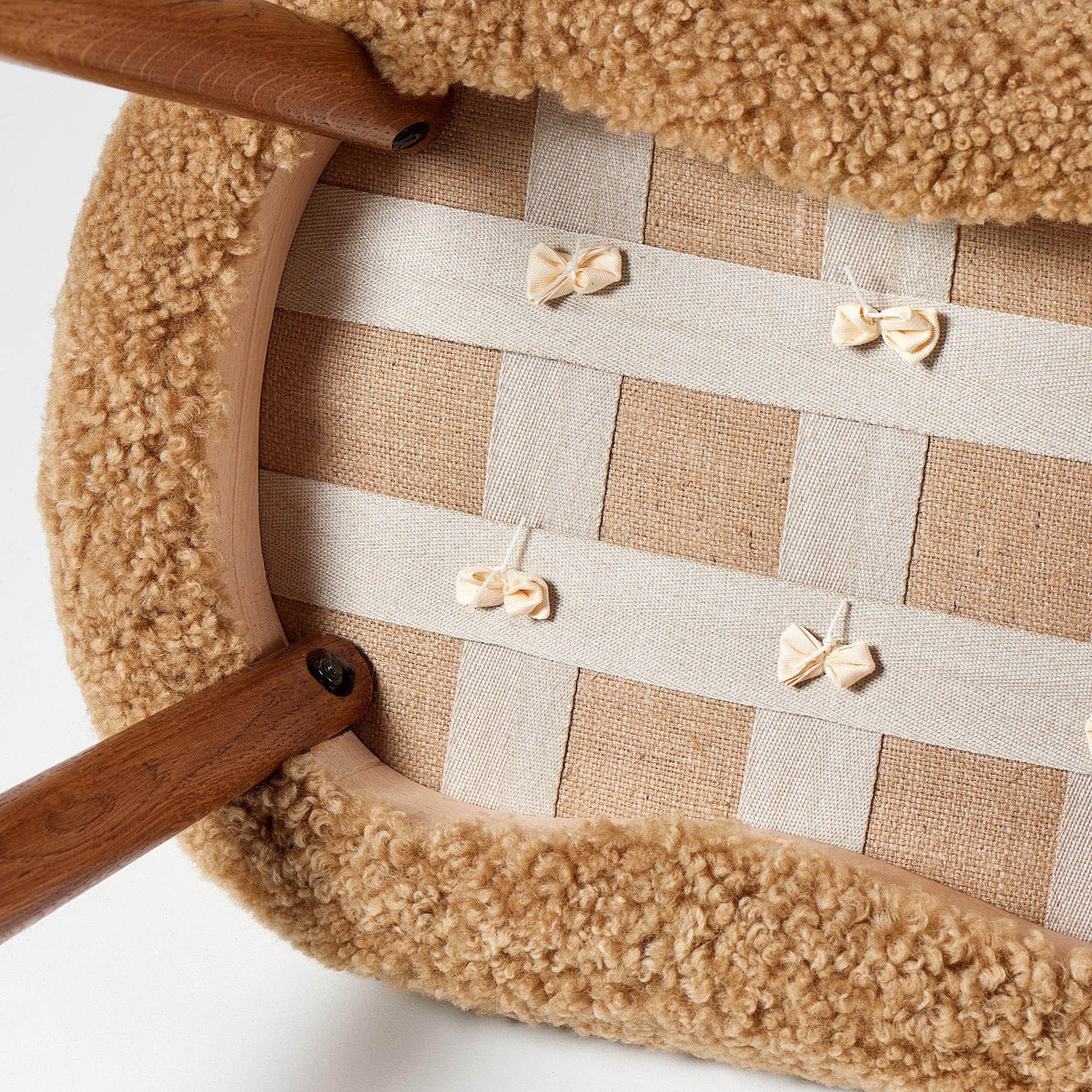 Pair of Arnold Madsen Sheepskin Clam Stools For Sale 5