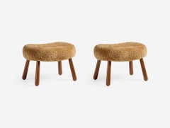 Pair of Arnold Madsen Sheepskin Clam Stools