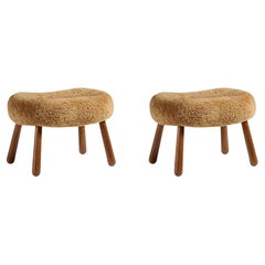 Pair of Arnold Madsen Sheepskin Clam Stools
