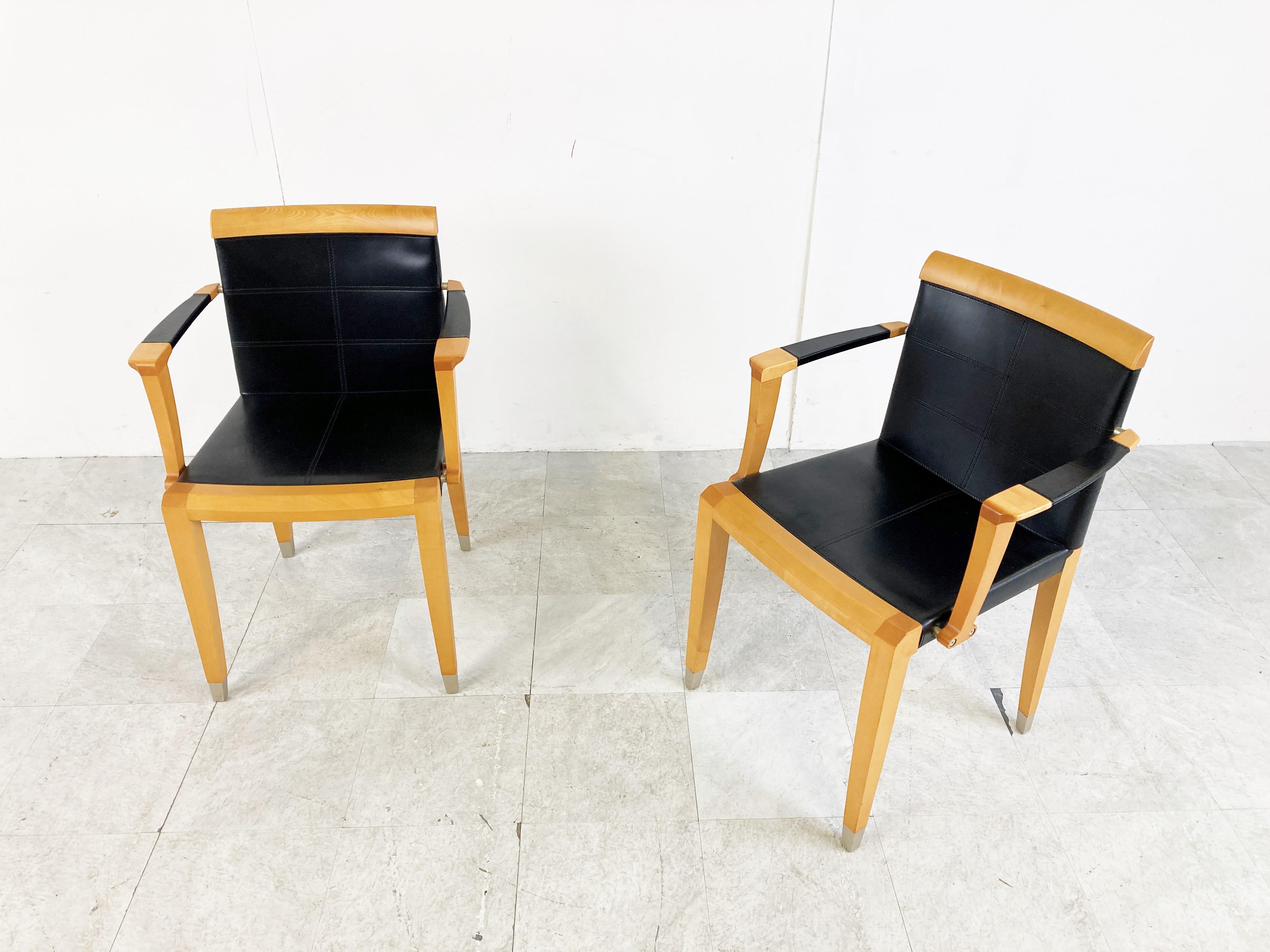 Italian Pair of Aro Chairs by Chi Wing Lo for Giorgetti, 1990s