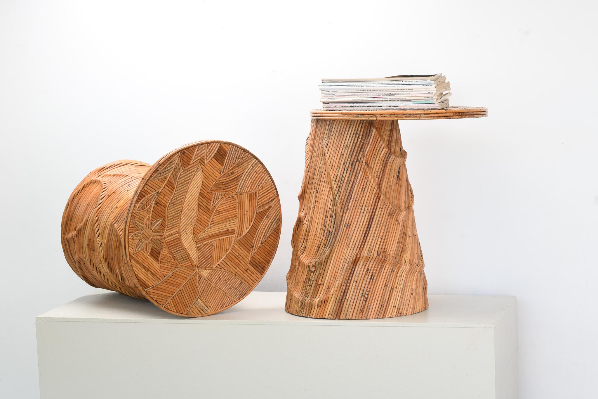 Coppia di  Tavolini in rattan organico Arra in vendita 2