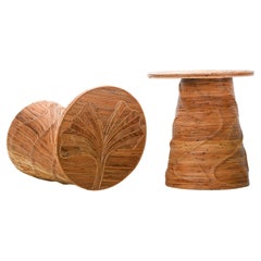 Pair of  'Arra' Organic Rattan Side Tables