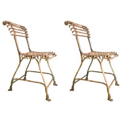 Pair of Arras Antique Lion Paw Garden Chairs