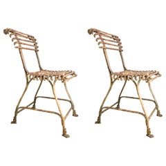 Pair of Arras Antique Lion Paw Garden Chairs