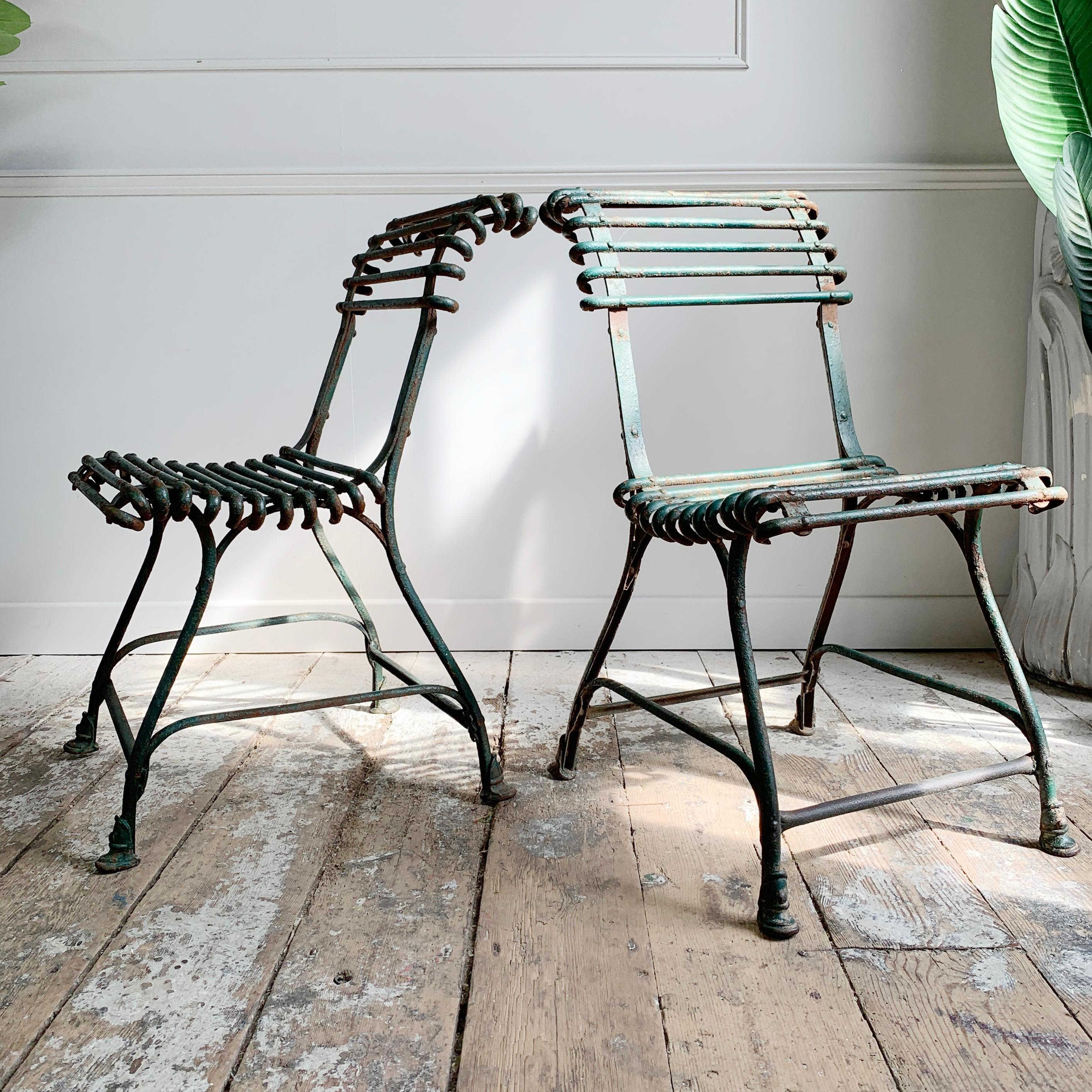 Pair of Arras Saint Sauveur Garden Chairs, circa 1910 2