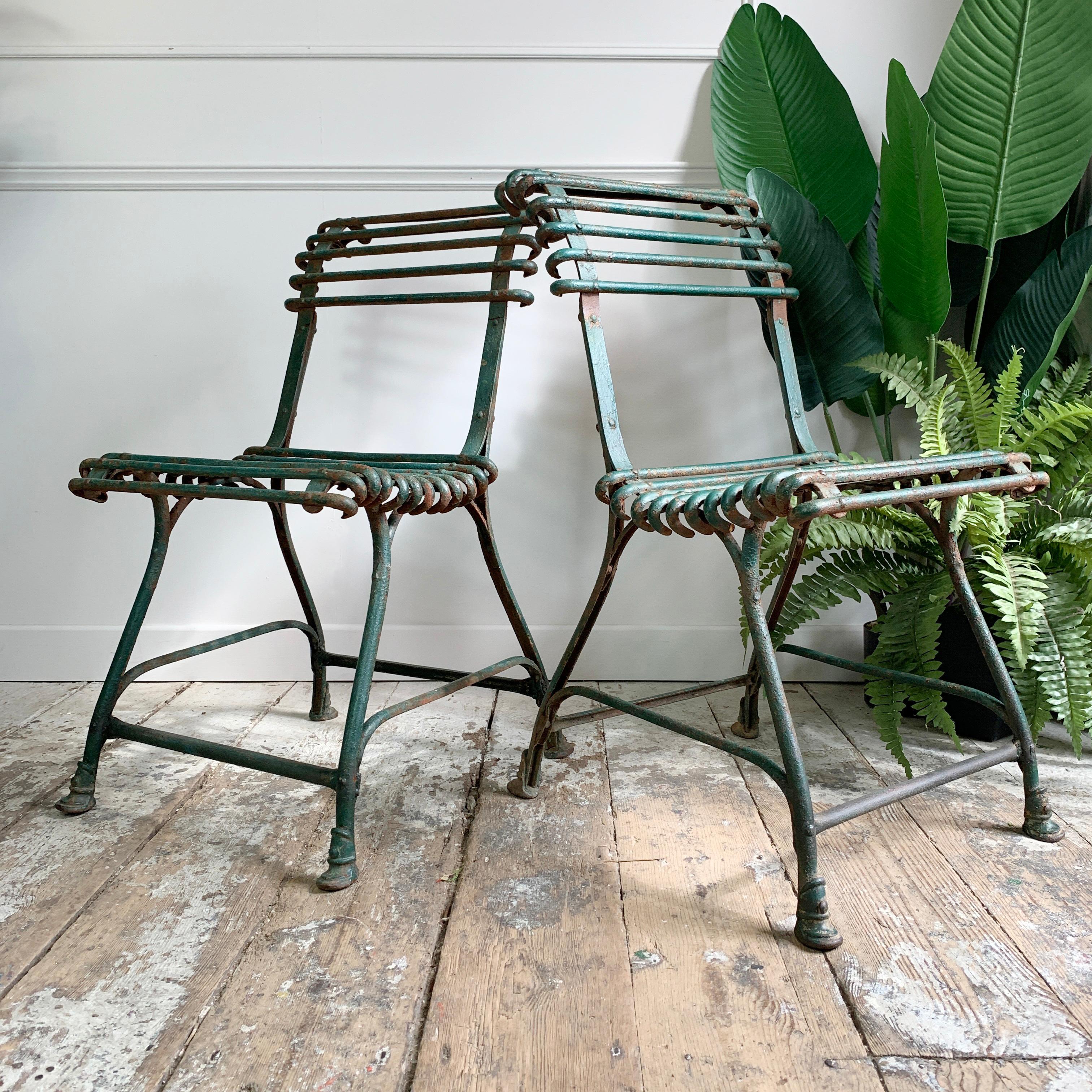 Metal Pair of Arras Saint Sauveur Garden Chairs, circa 1910