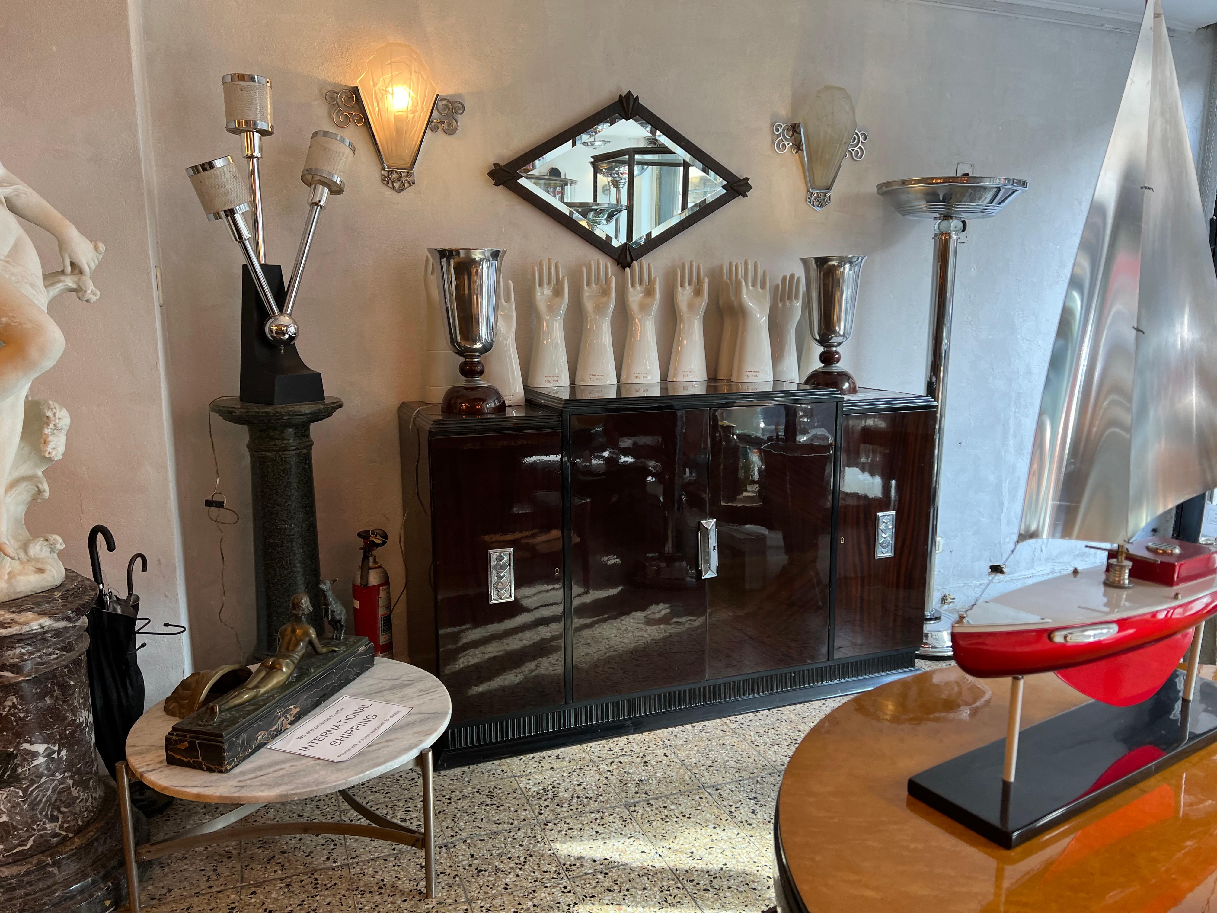 Pareja de Art Decó 1930, Francia, Materiales: Cristal y cromo en venta 6