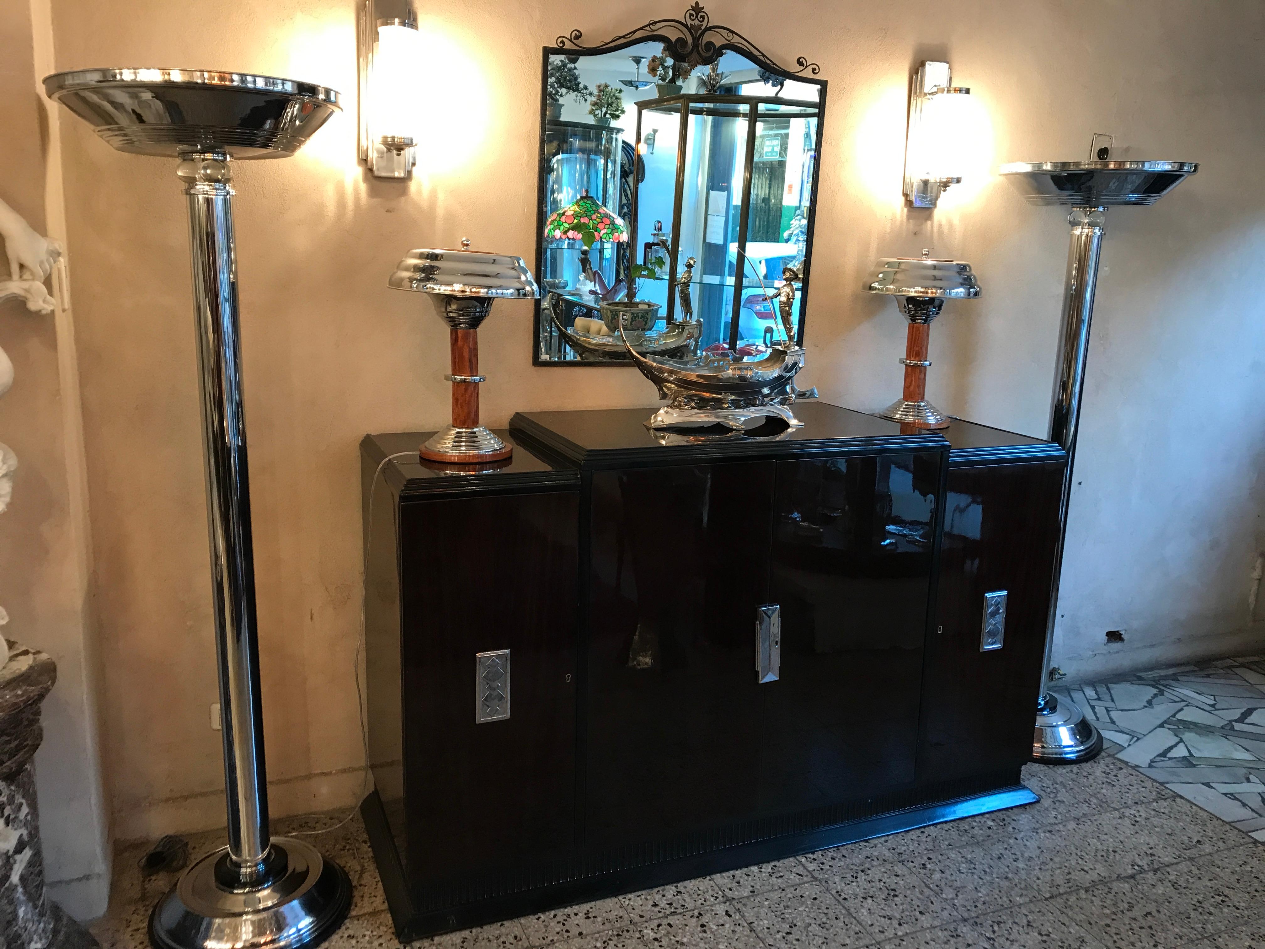 Pareja de Art Decó 1930, Francia, Materiales: Cristal y cromo en venta 8