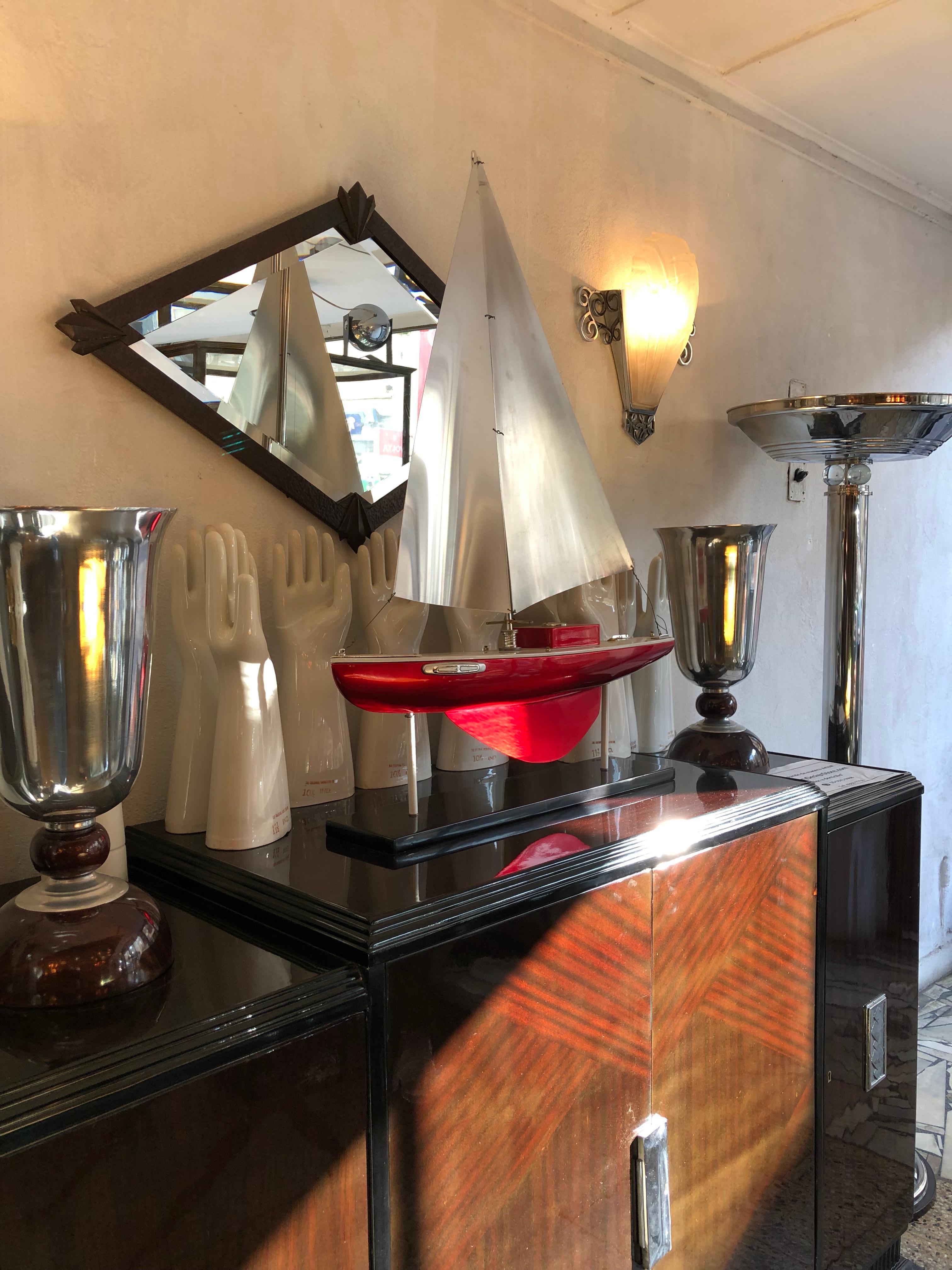Coppia di Art Deco 1930, Francia, Materiali: Vetro e cromo in vendita 11