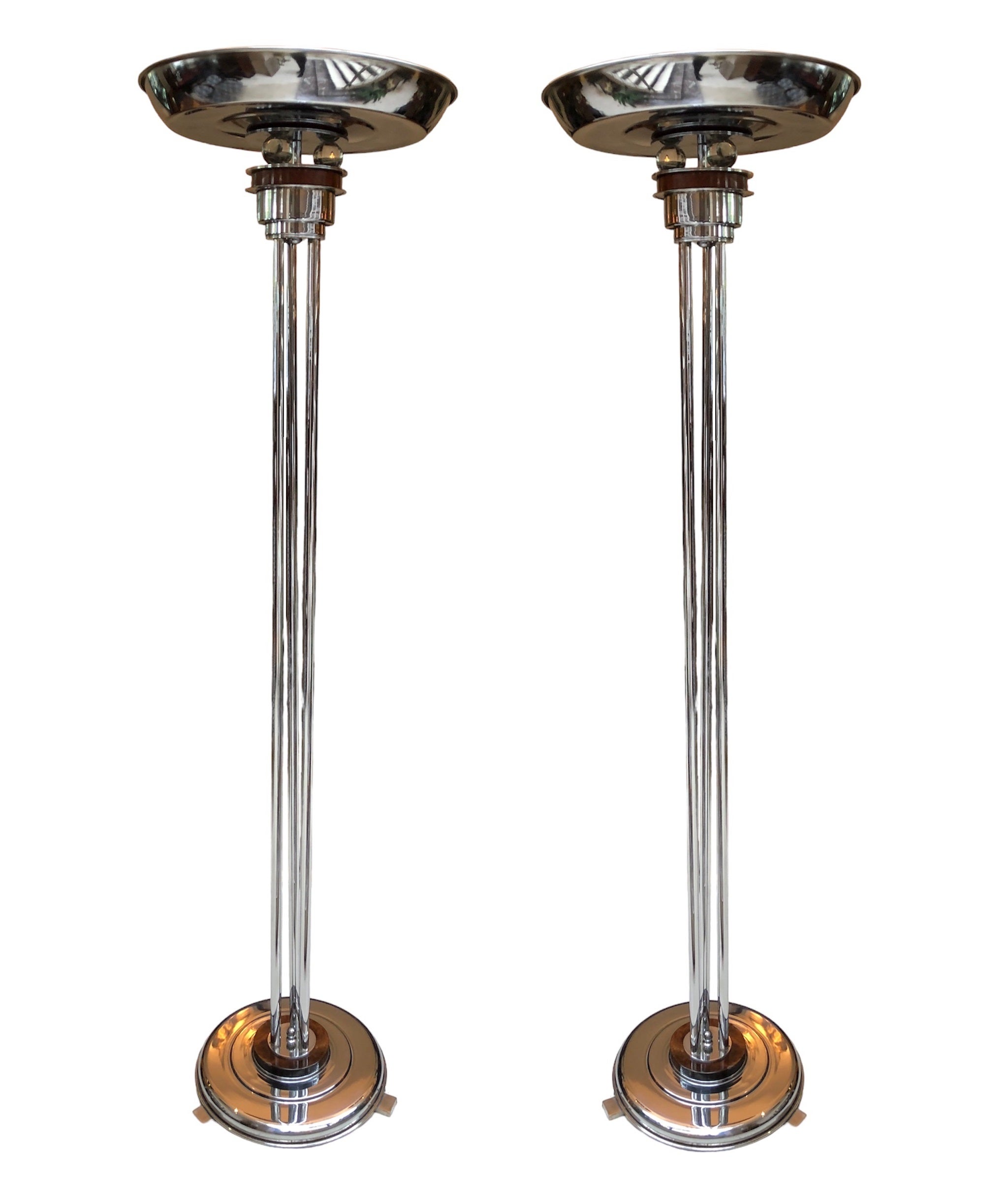 Pair of Art Deco 1930, France, Materials: Glass and Chrome  For Sale