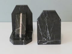 Paire de serre-livres Art Déco en marbre des années 1930