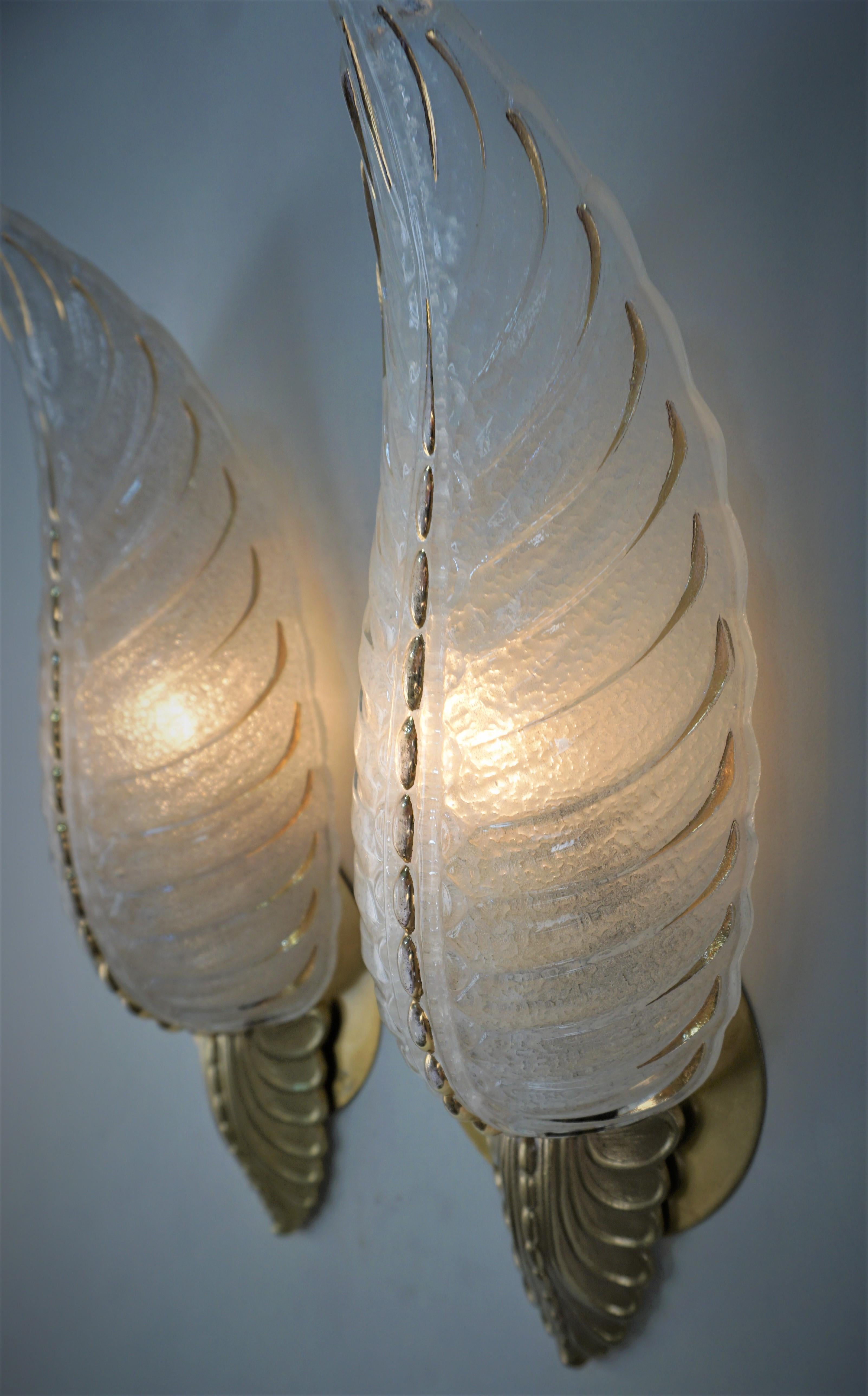  Pair of Art Deco, 1930s, Wall Sconces by Ezan, France In Good Condition For Sale In Fairfax, VA