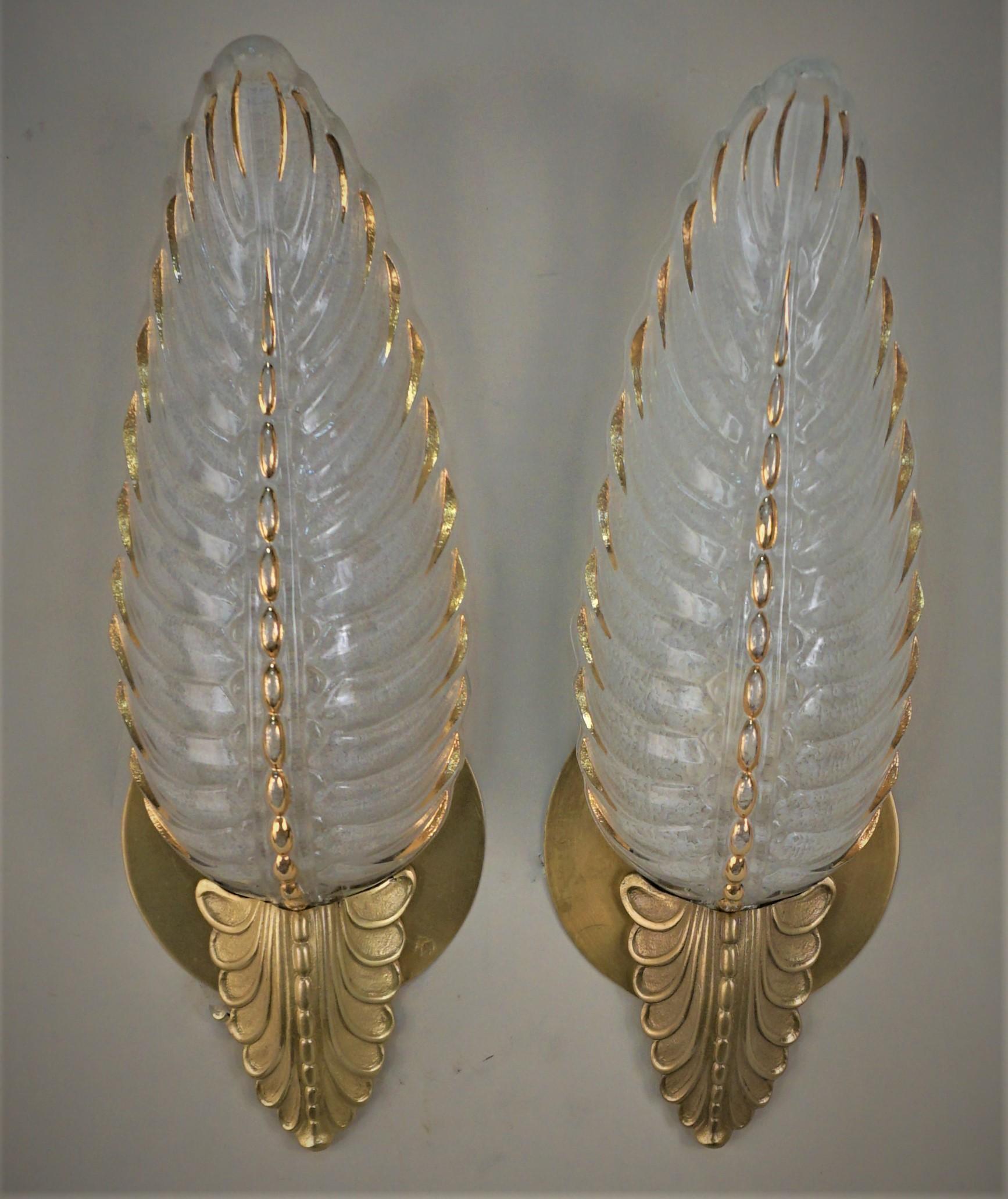  Pair of Art Deco, 1930s, Wall Sconces by Ezan, France For Sale 1