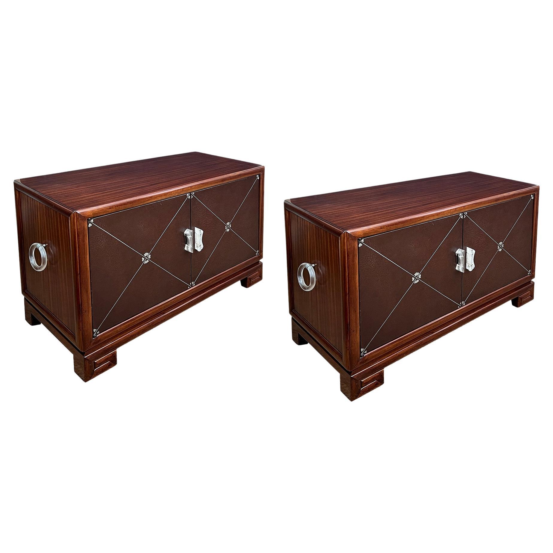 Pair of Art Deco 1940's Grosfeld House Mahogany Low Cabinets For Sale