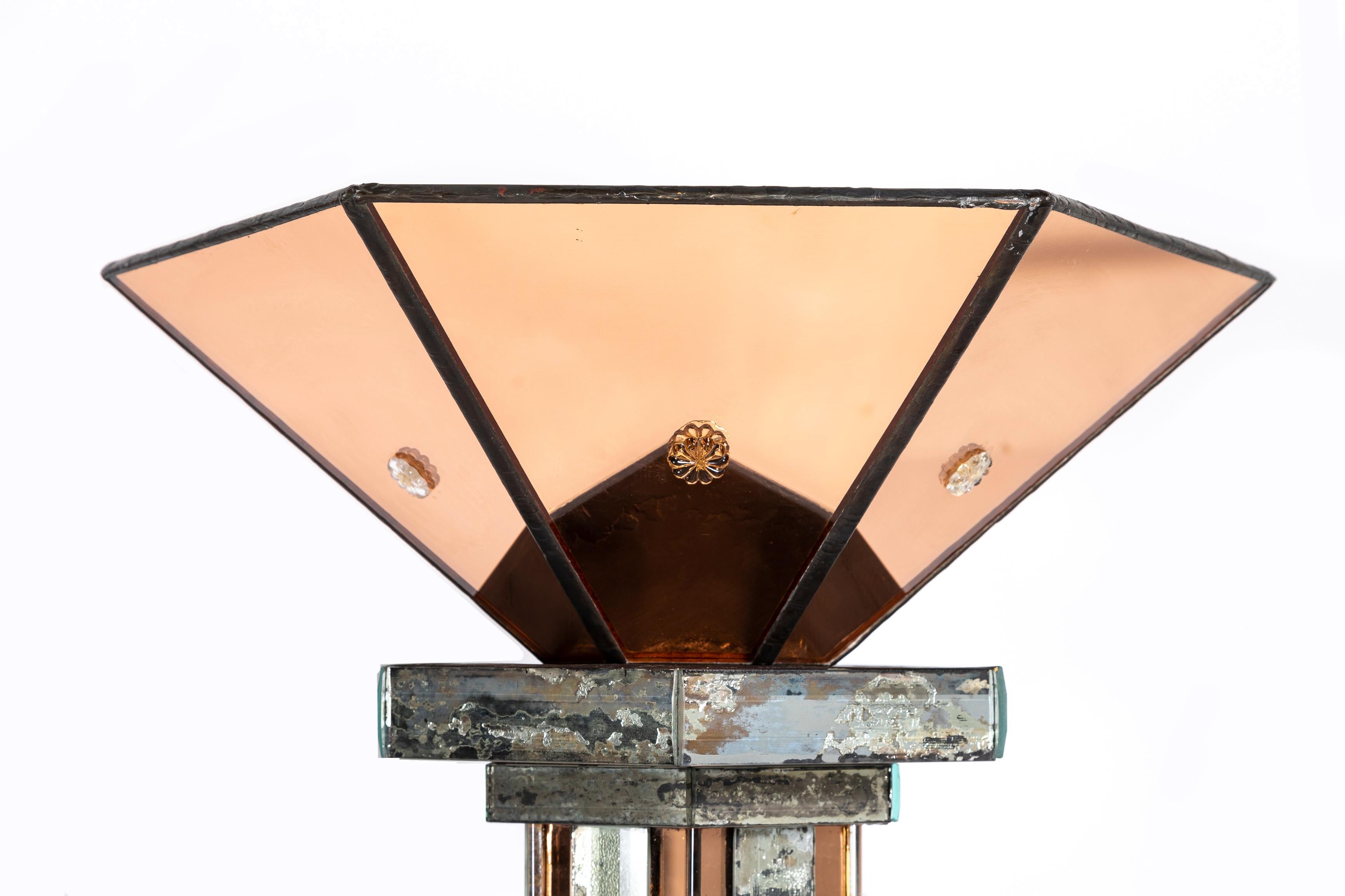 Francese Coppia di lampade da terra Art Deco Mirror a 2 colori Attb. Maison Jansen in vendita