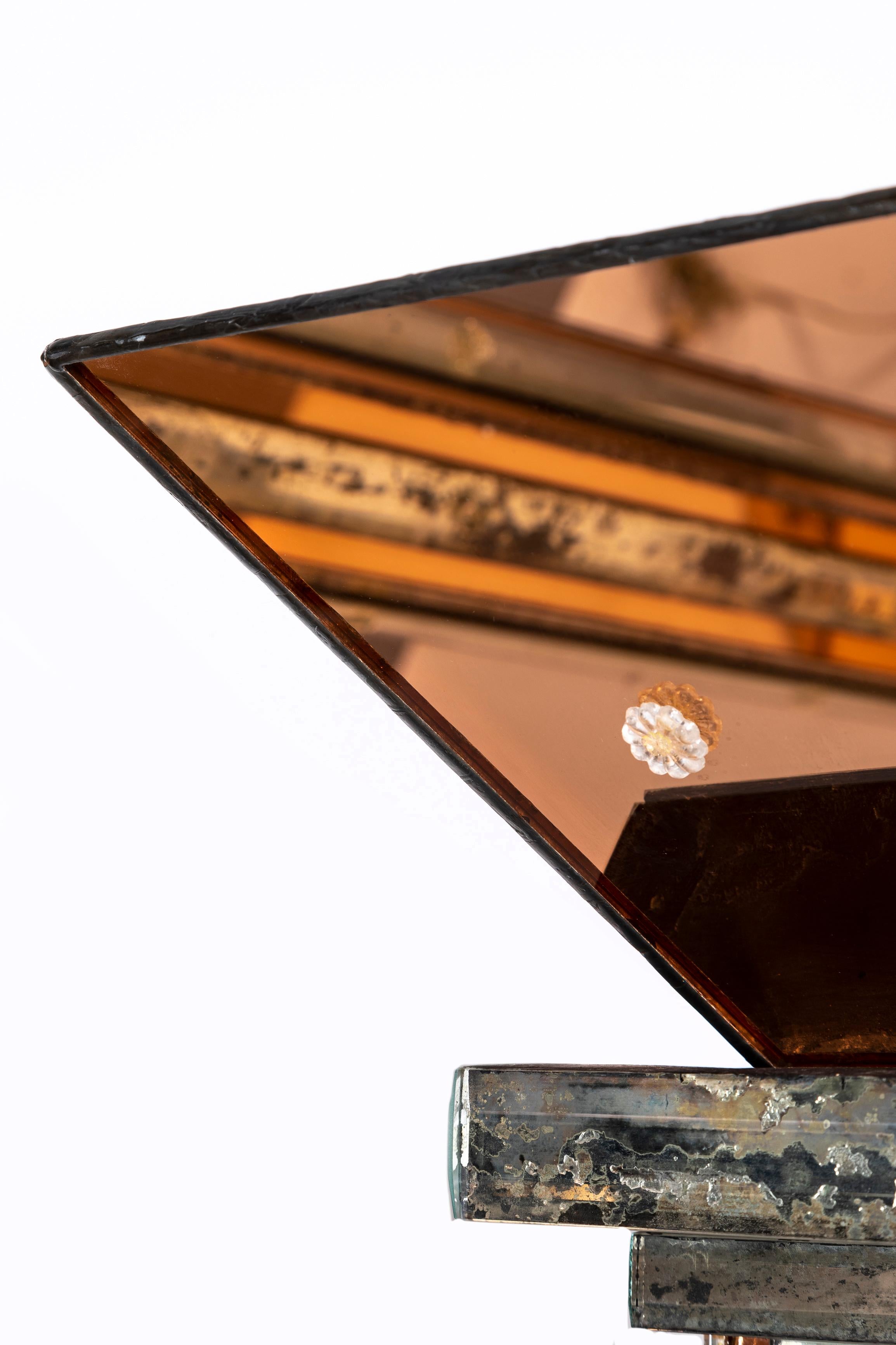 Vetro Coppia di lampade da terra Art Deco Mirror a 2 colori Attb. Maison Jansen in vendita