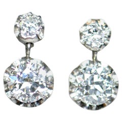 Antique Pair of Art Deco 2.5 Carat Old Cut Diamond Earrings