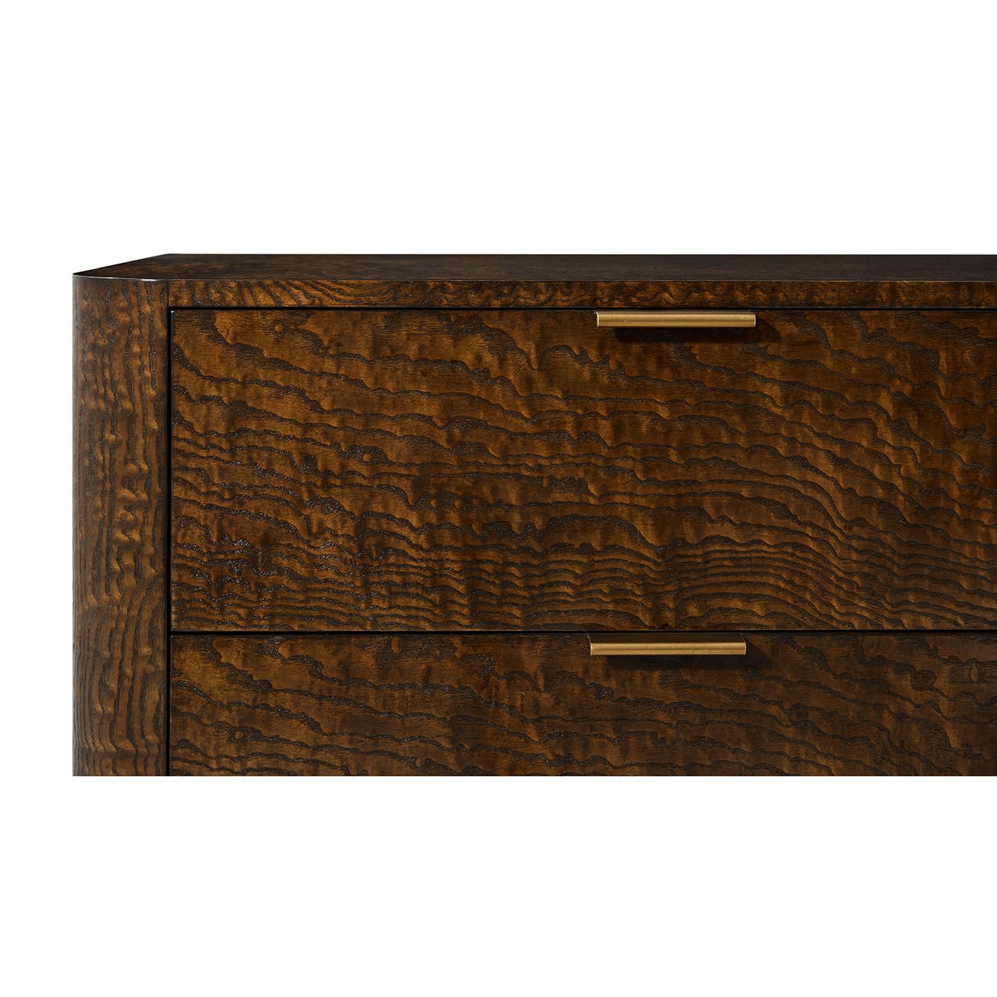 Bois Paire de tables de nuit à 3 tiroirs Art Déco en vente