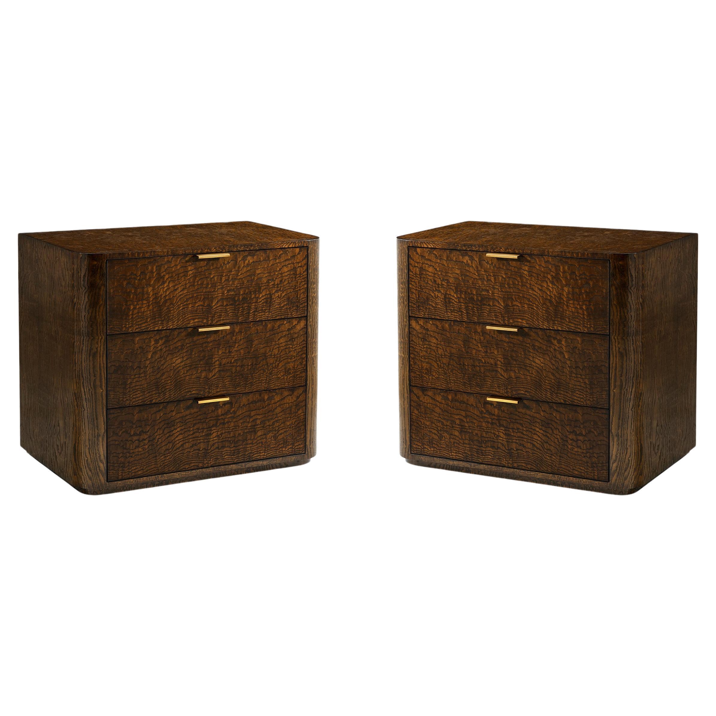 Pair of Art Deco 3 Drawer Nightstands