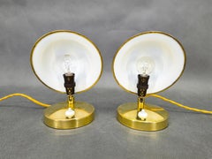 Pair of Art Deco Adjustable Brass Table Lamps, 1930s Czechoslovakia