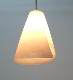 Pair of Art Deco Alabaster Pendant Lamps, circa 1930