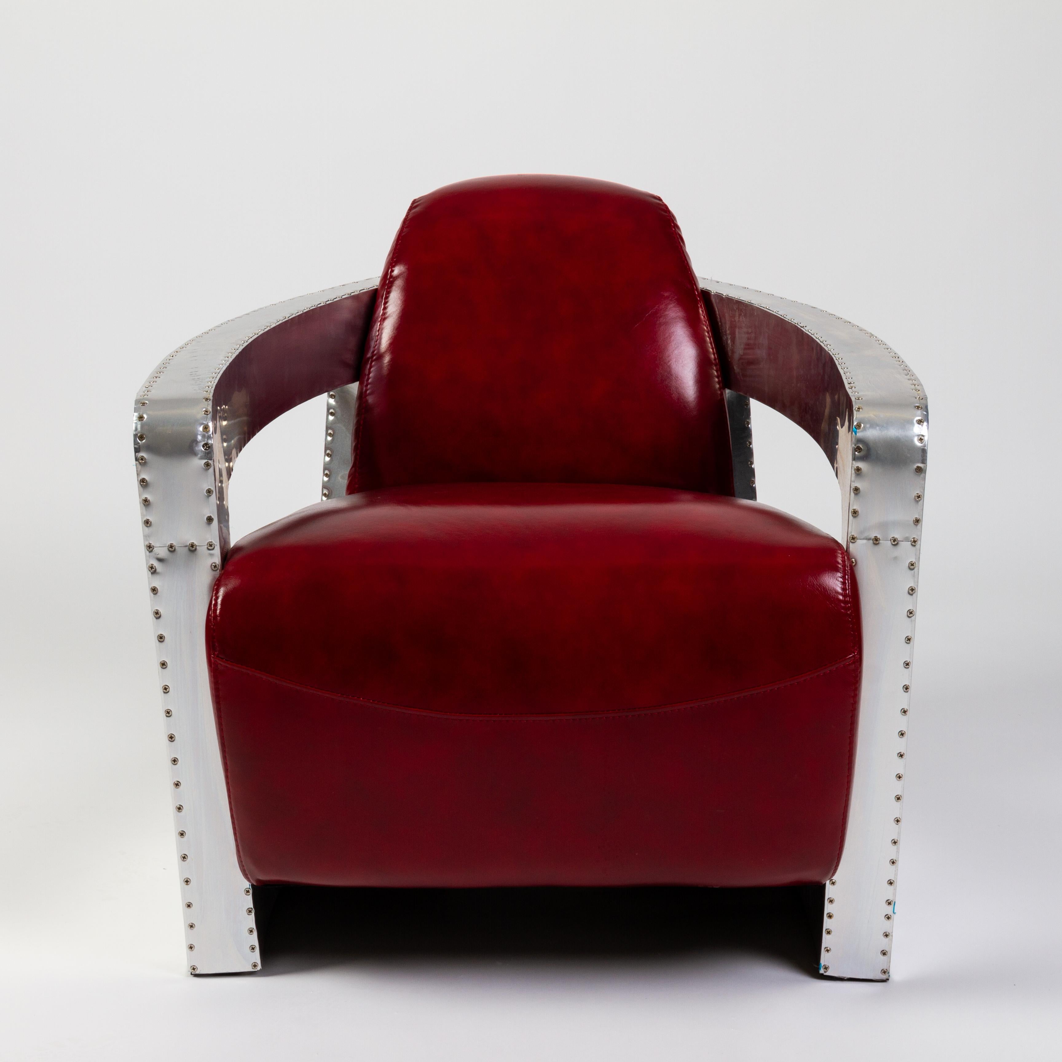 20th Century Pair of Art Deco Aluminium & Leather Aviator Model Armchairs  For Sale
