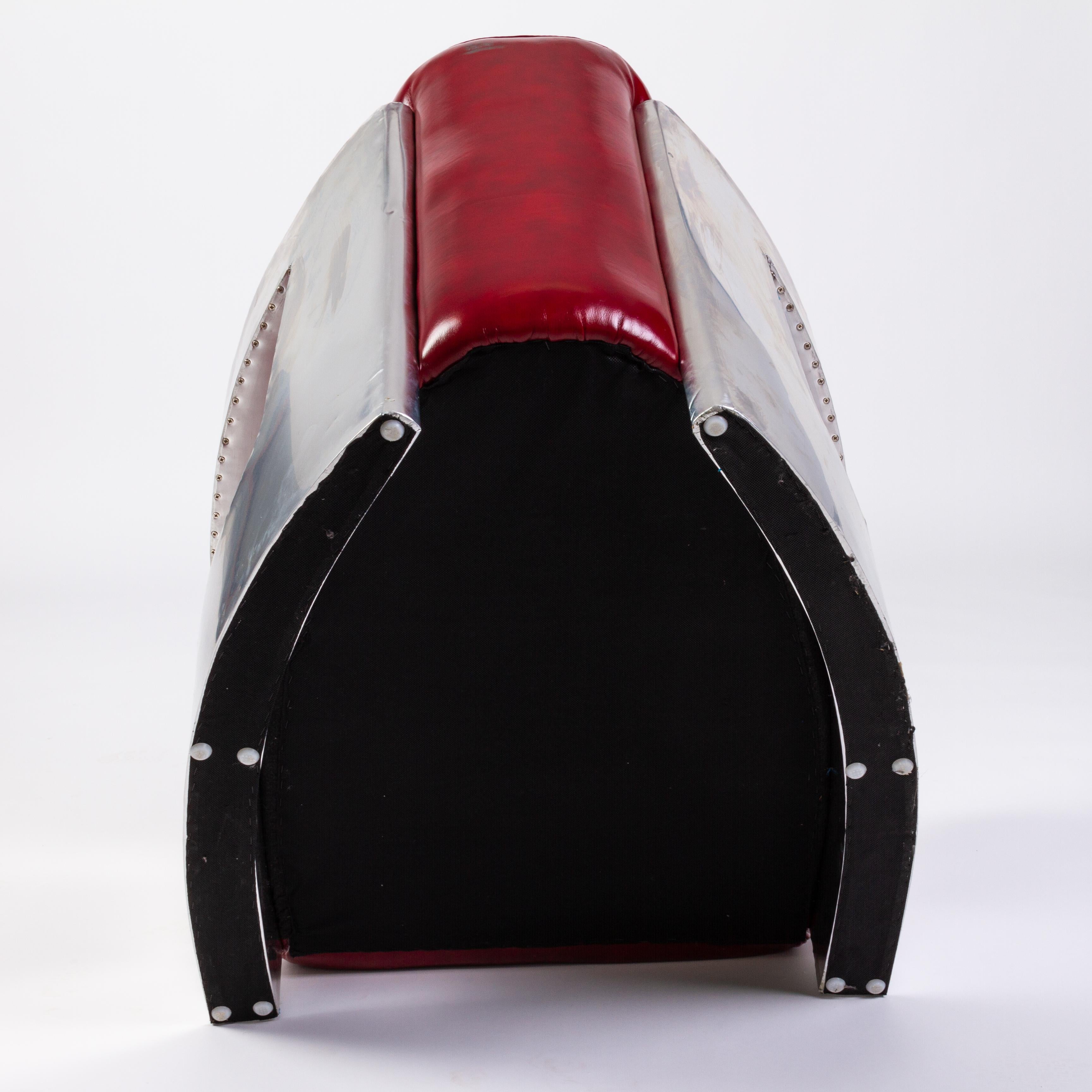 Pair of Art Deco Aluminium & Leather Aviator Model Armchairs  For Sale 3