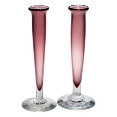 Pair of Art Deco Amethyst Sommerso Vases, American Studio Art Glass