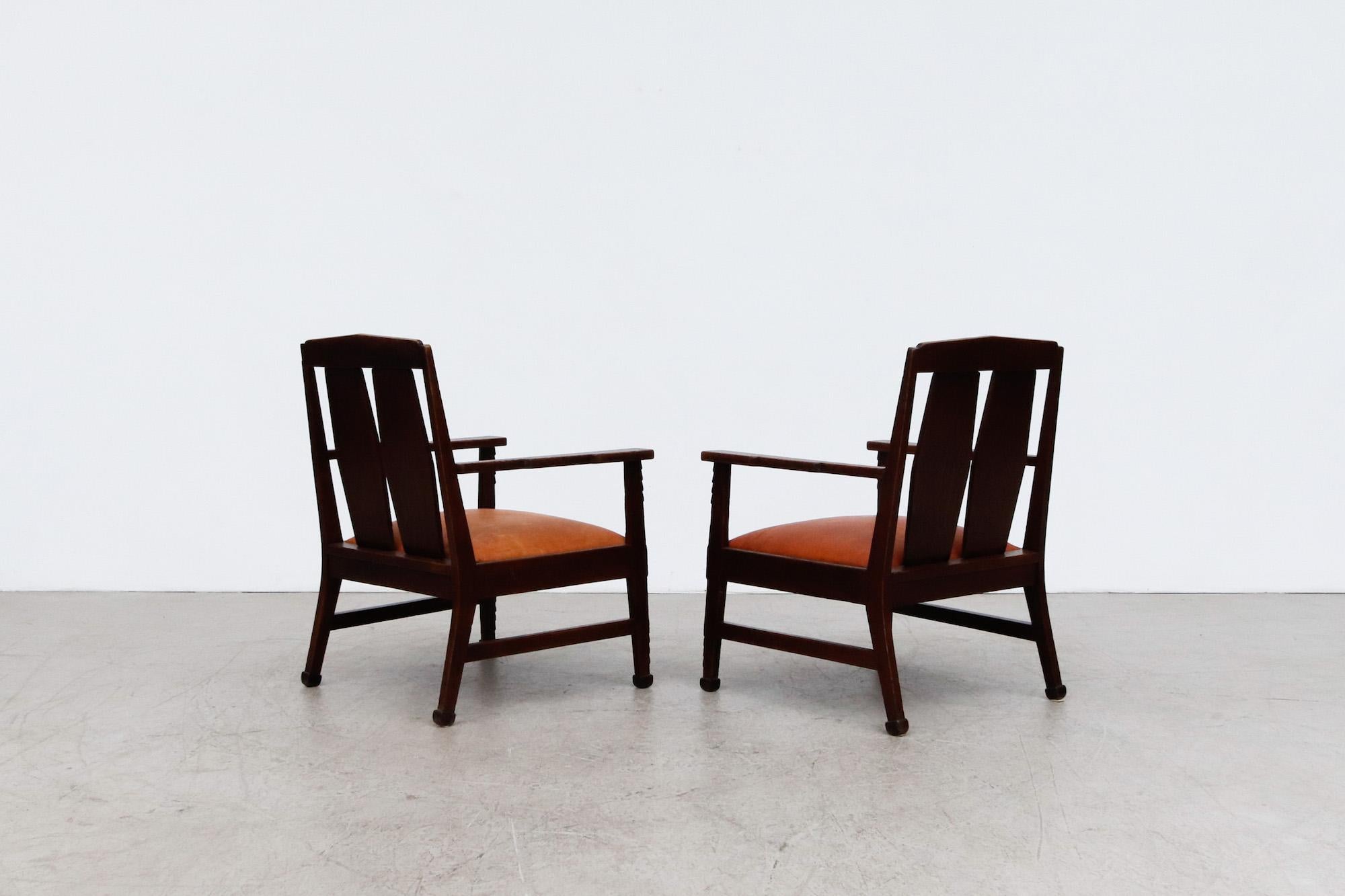 Mid-20th Century Pair of Art Deco, Amsterdam School Arm Chairs