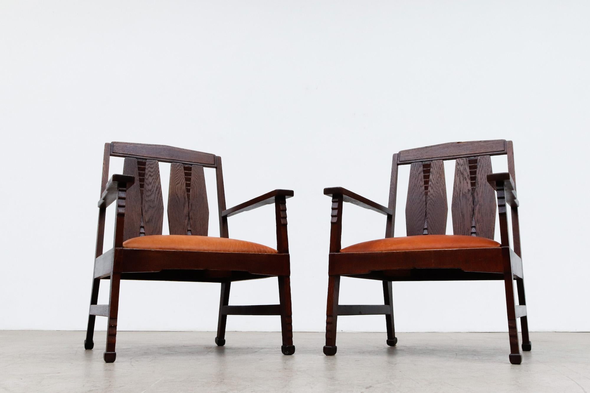 Pair of Art Deco, Amsterdam School Arm Chairs 1
