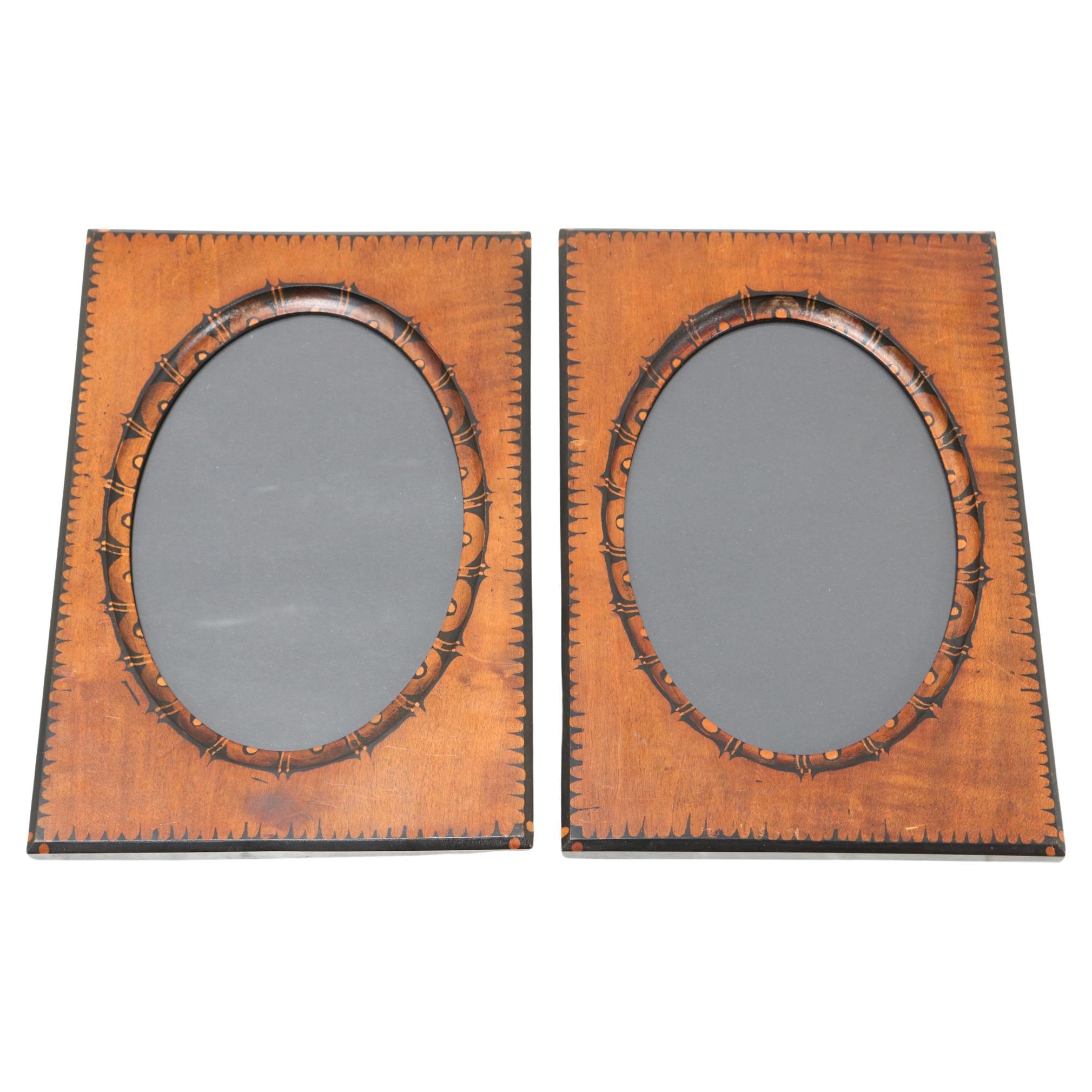 Pair of Art Deco Amsterdamse School Batik Wooden Picture Frames by Louis Bogtman