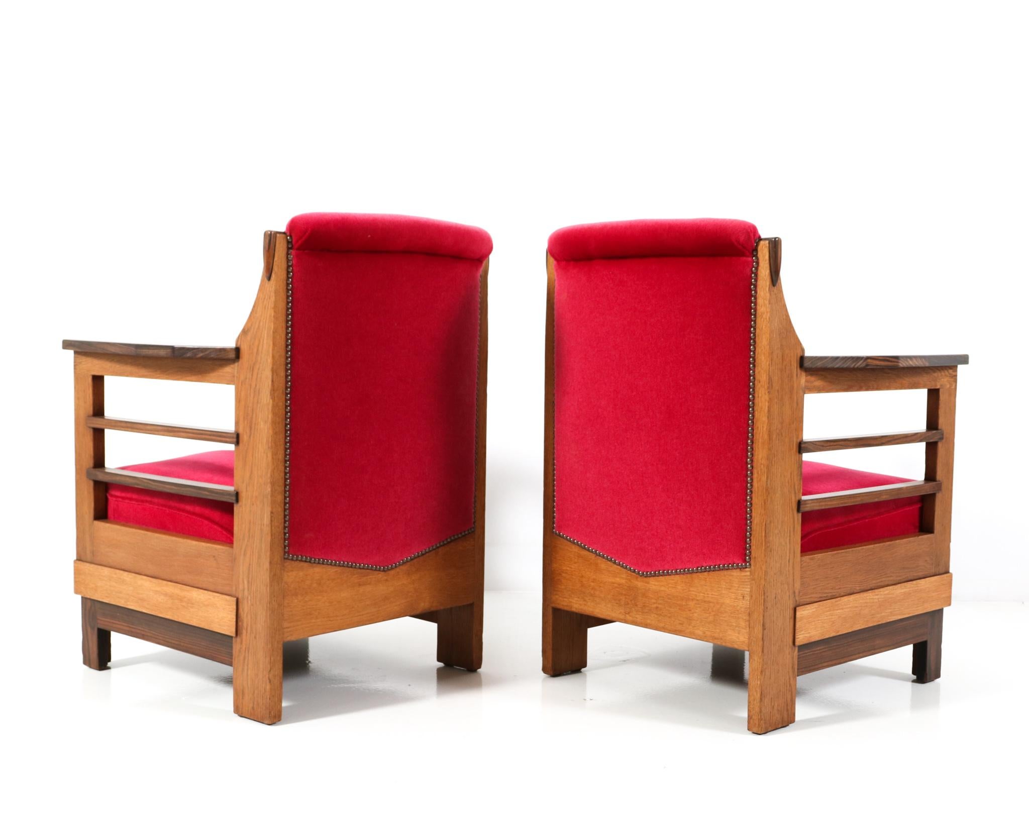 Pair of Art Deco Amsterdamse School Lounge Chairs by Anton Lucas Leiden, 1920s For Sale 1