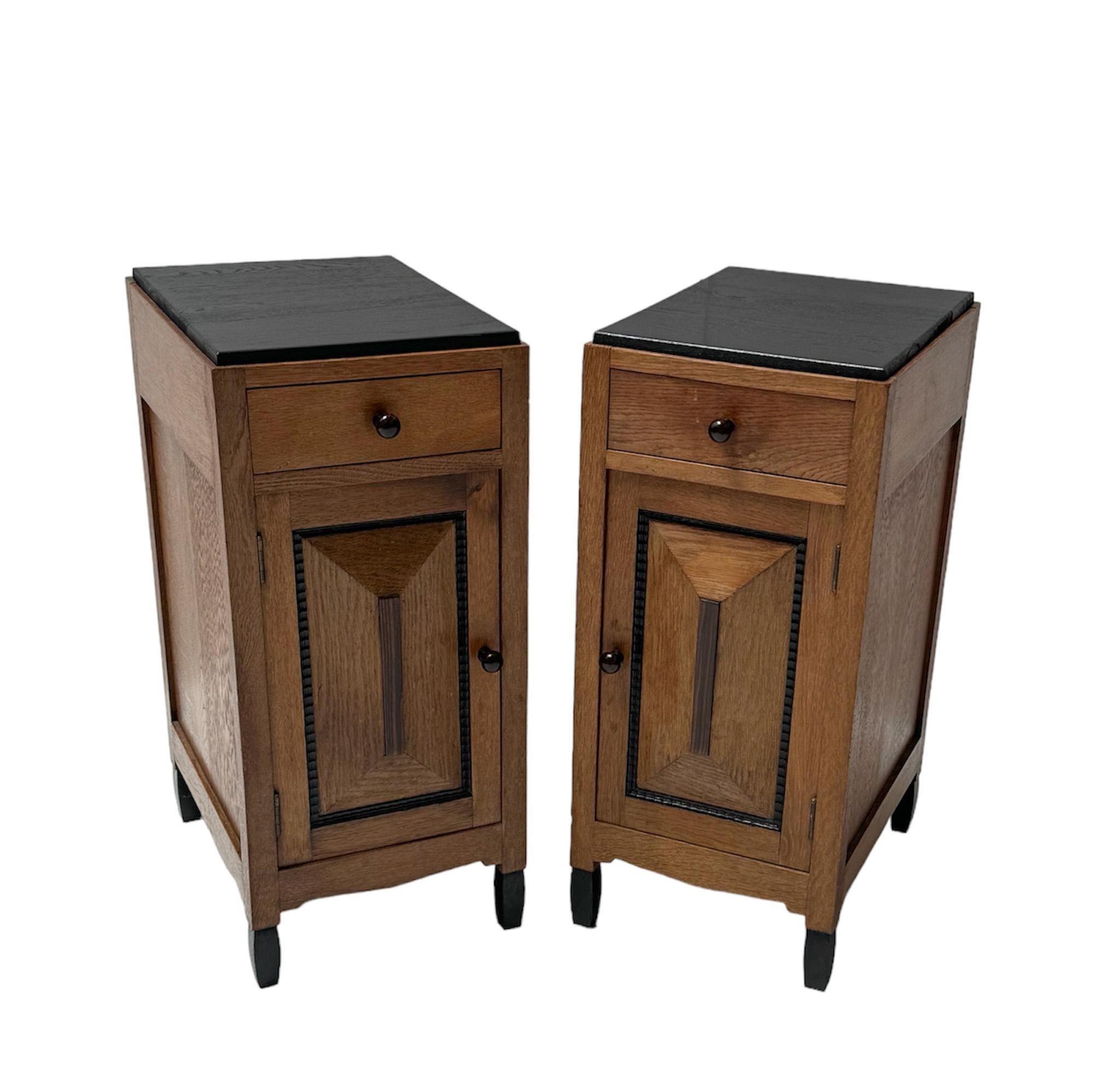 Pair of Art Deco Amsterdamse School Nightstands or Bedside Tables, 1920s 5