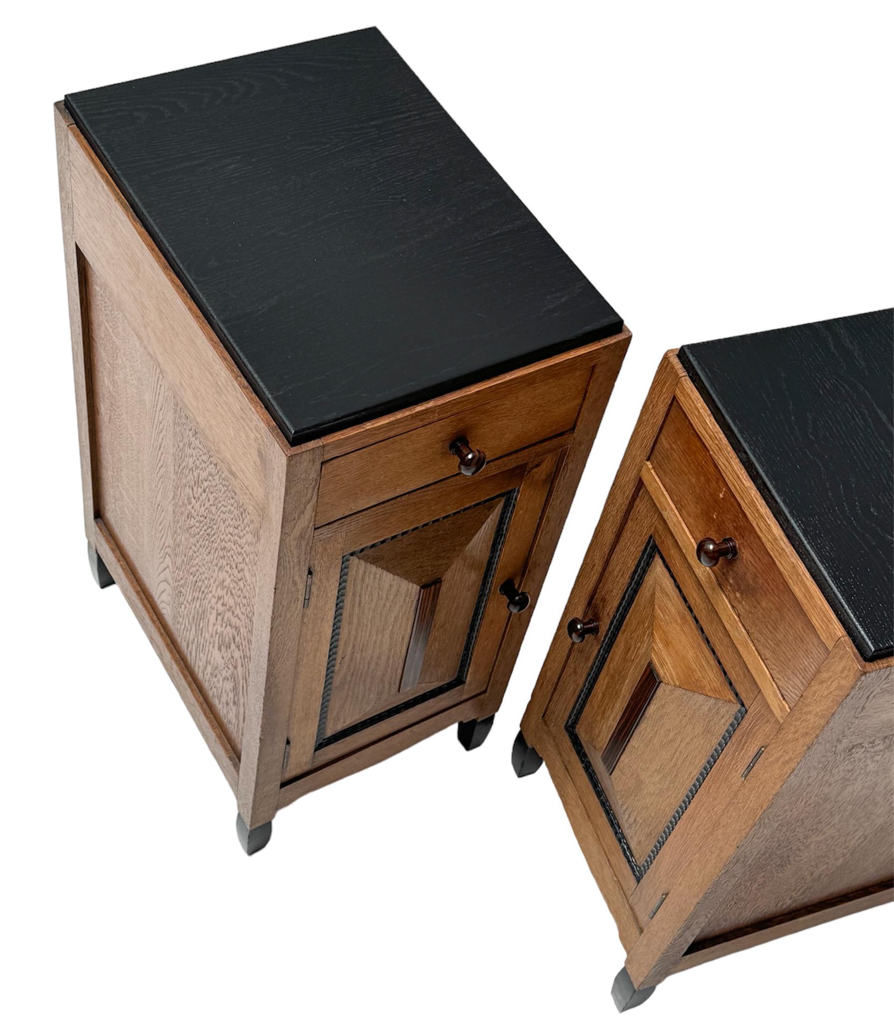 Pair of Art Deco Amsterdamse School Nightstands or Bedside Tables, 1920s 10
