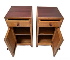 Pair of Art Deco Amsterdamse School Nightstands or Bedside Tables, 1920s
