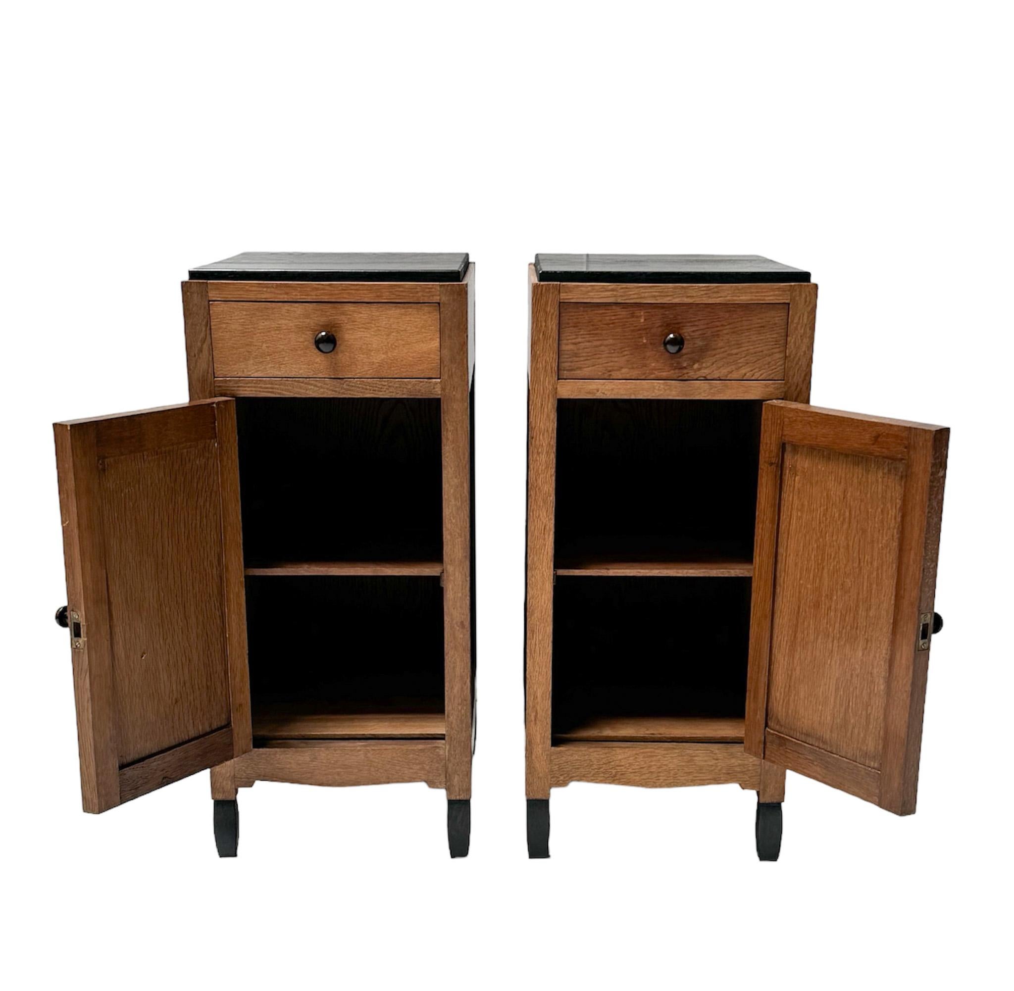 Macassar Pair of Art Deco Amsterdamse School Nightstands or Bedside Tables, 1920s