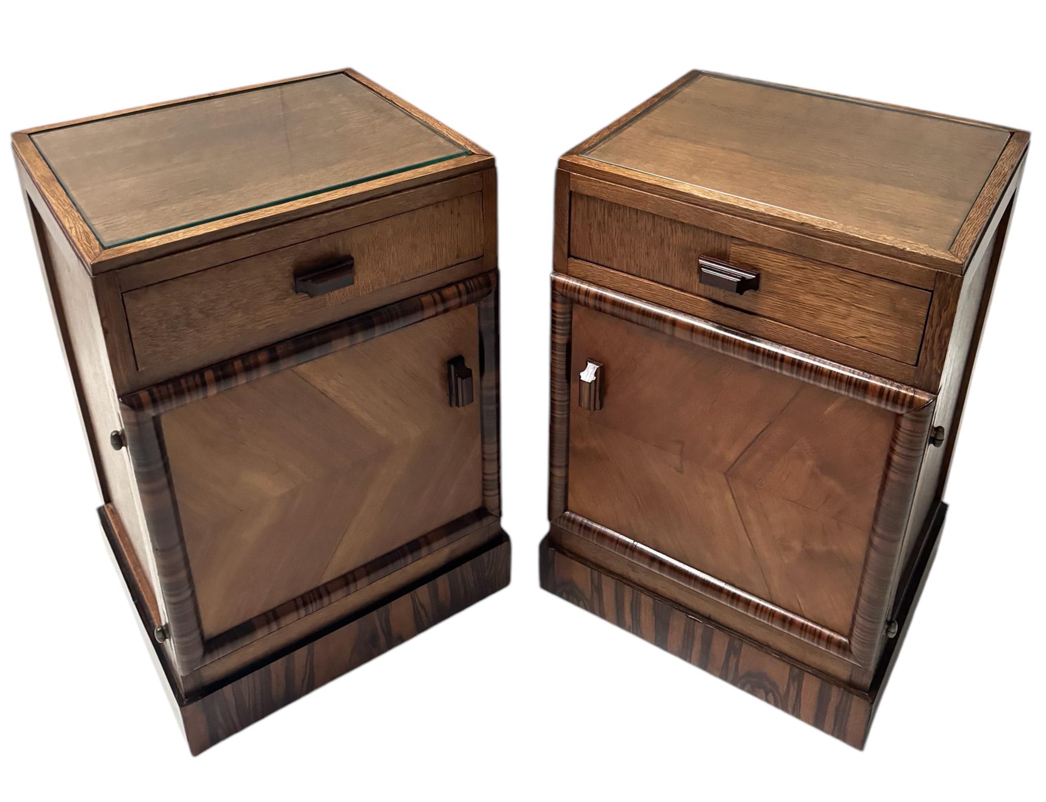 Macassar Pair of Art Deco Amsterdamse School Nightstands or Bedside Tables, 1920s For Sale