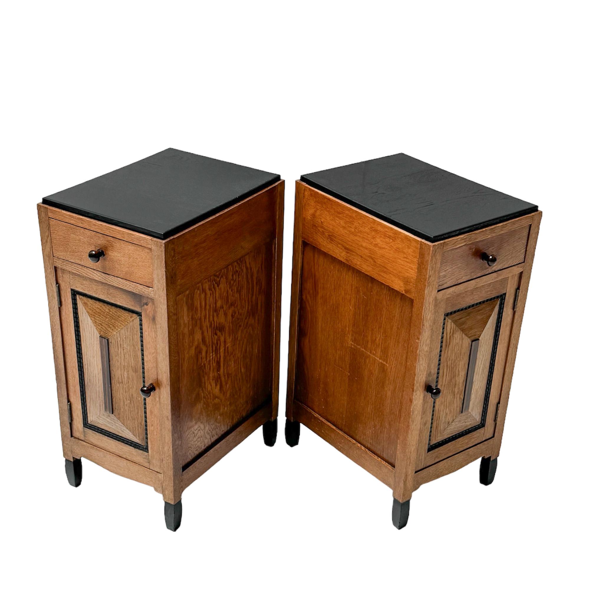 Pair of Art Deco Amsterdamse School Nightstands or Bedside Tables, 1920s 1