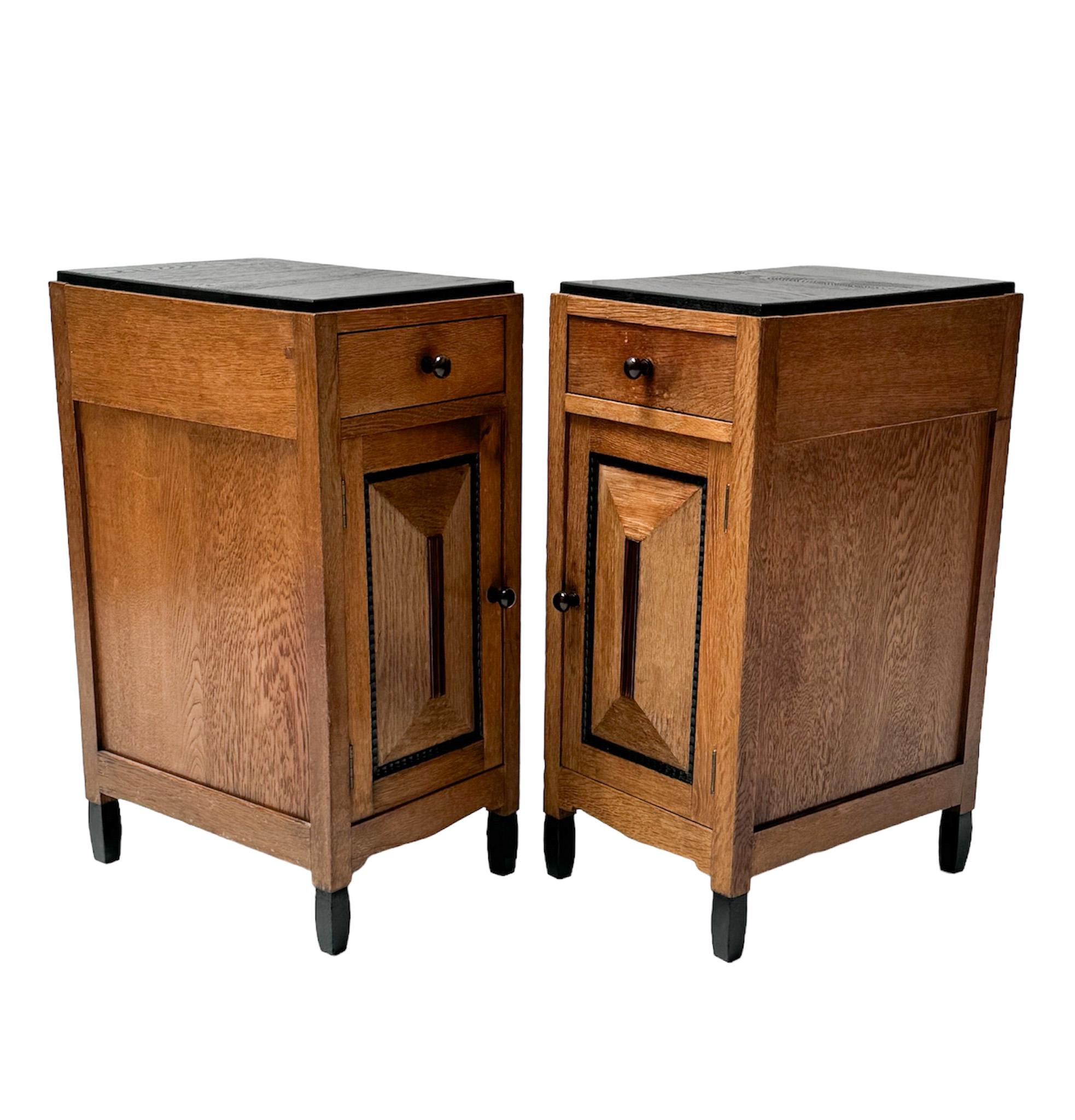 Pair of Art Deco Amsterdamse School Nightstands or Bedside Tables, 1920s 2