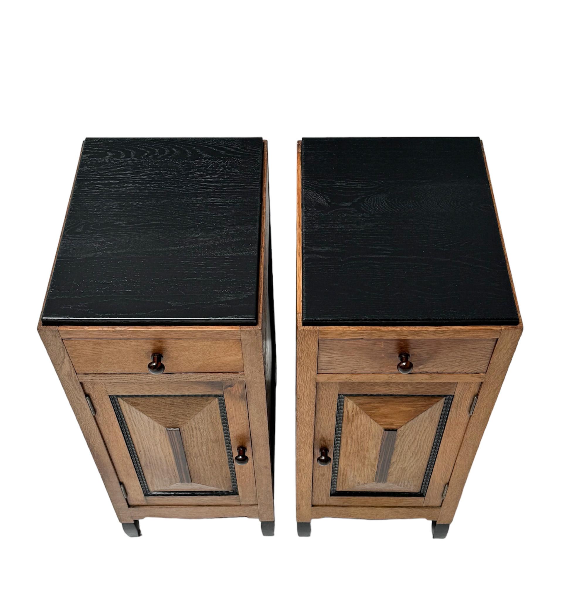 Pair of Art Deco Amsterdamse School Nightstands or Bedside Tables, 1920s 3