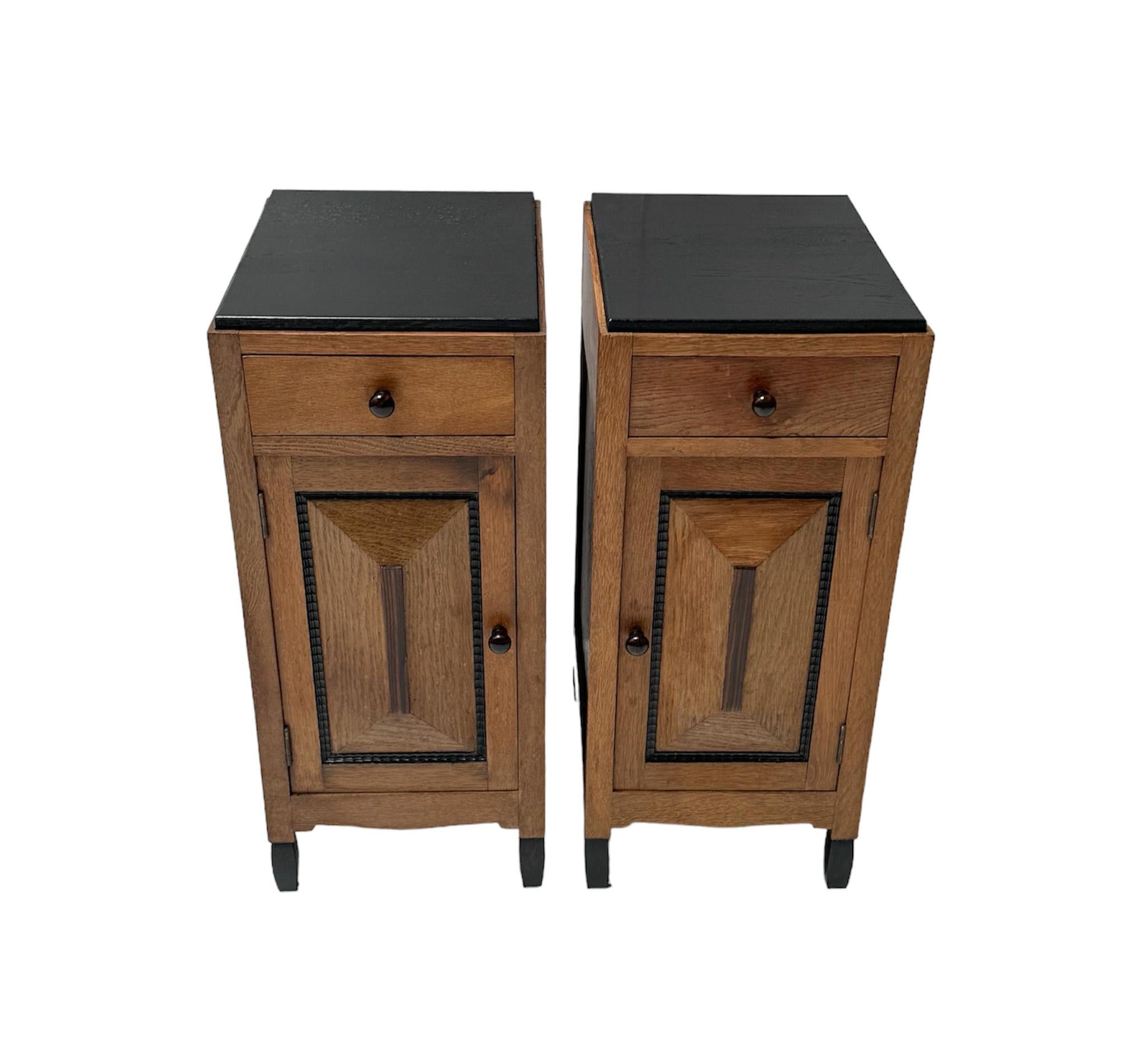 Pair of Art Deco Amsterdamse School Nightstands or Bedside Tables, 1920s 4