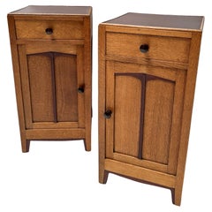 Antique Pair of Art Deco Amsterdamse School Nightstands or Bedside Tables, 1920s