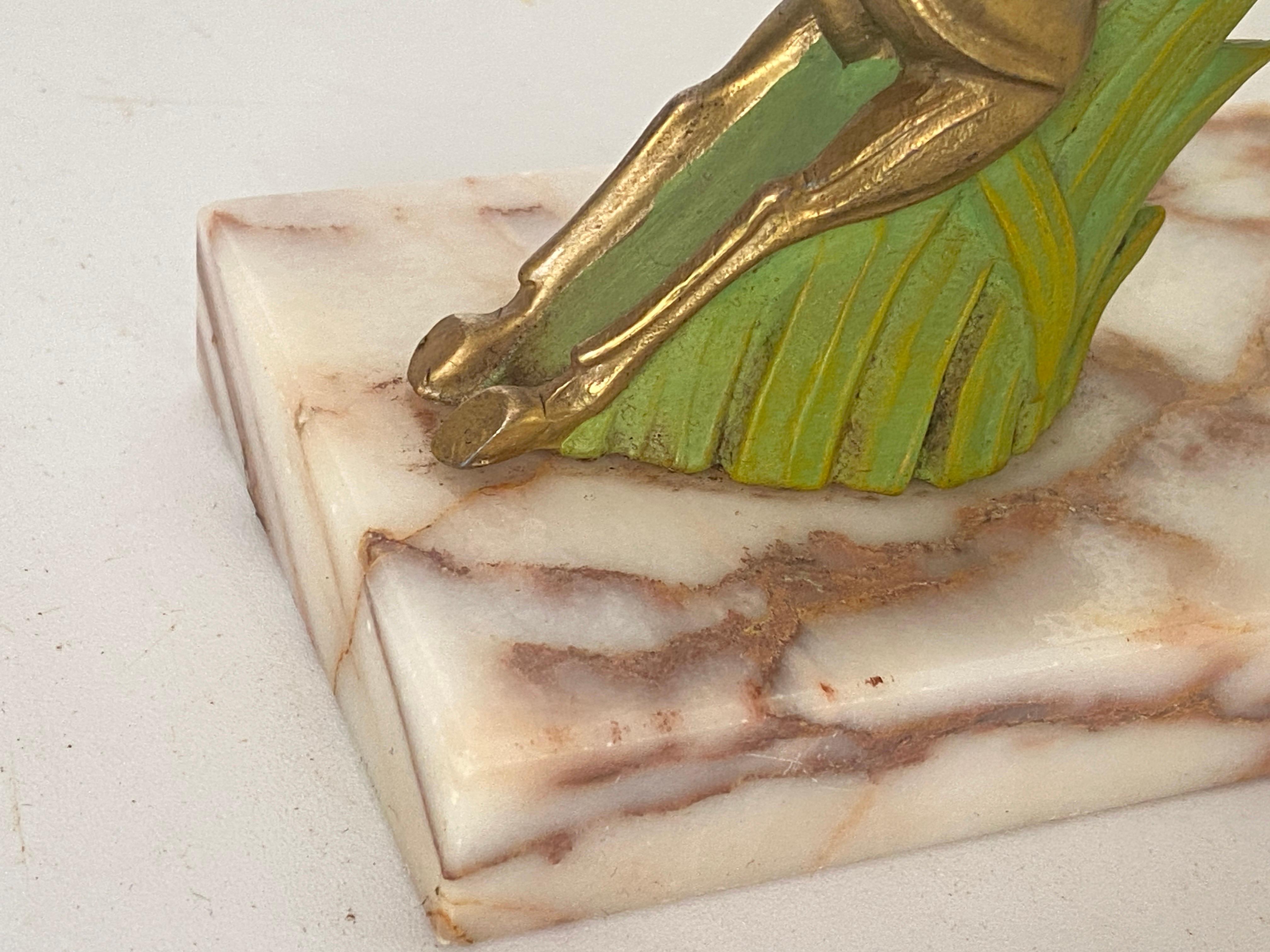 Pair of Art Deco Antelopes Book end Marble Brass, Brown France, 1940 For Sale 1