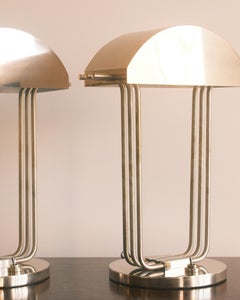 Paire de lampes de table architecturales Art déco signées Marcel Breuer, France, vers 1970