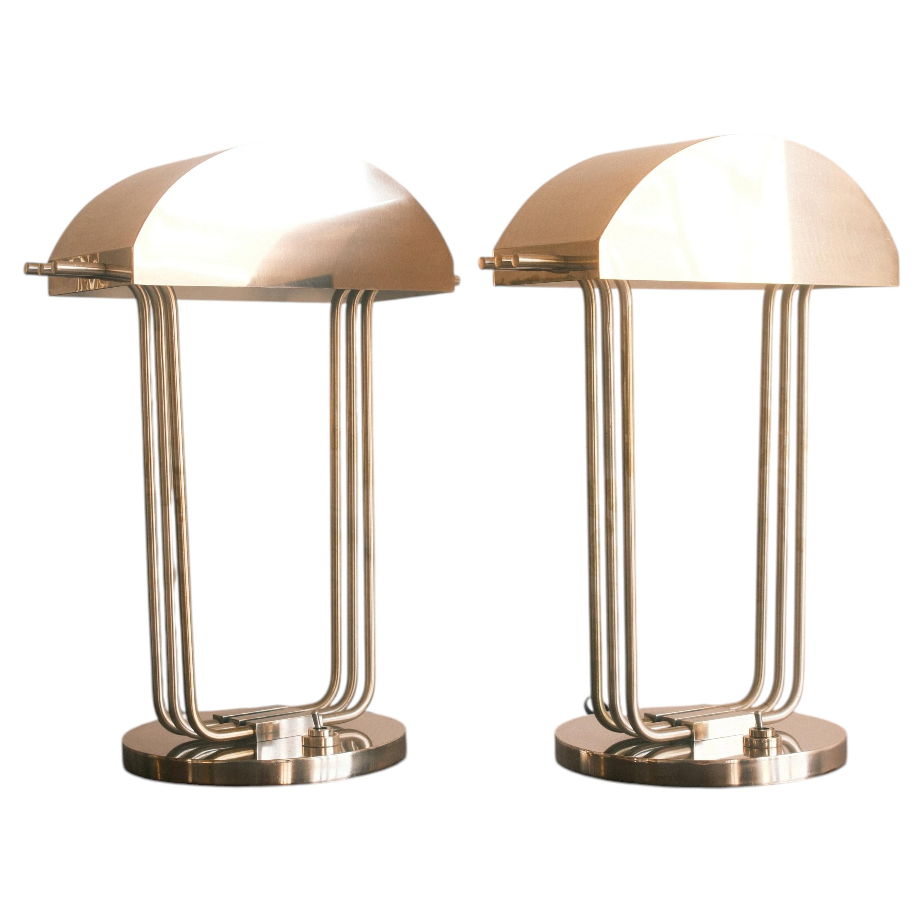 Par de lámparas de mesa de estilo Art Déco, inspiradas en Marcel Breuer, Francia en venta