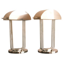 Paire de lampes de table architecturales Art déco signées Marcel Breuer, France, vers 1970