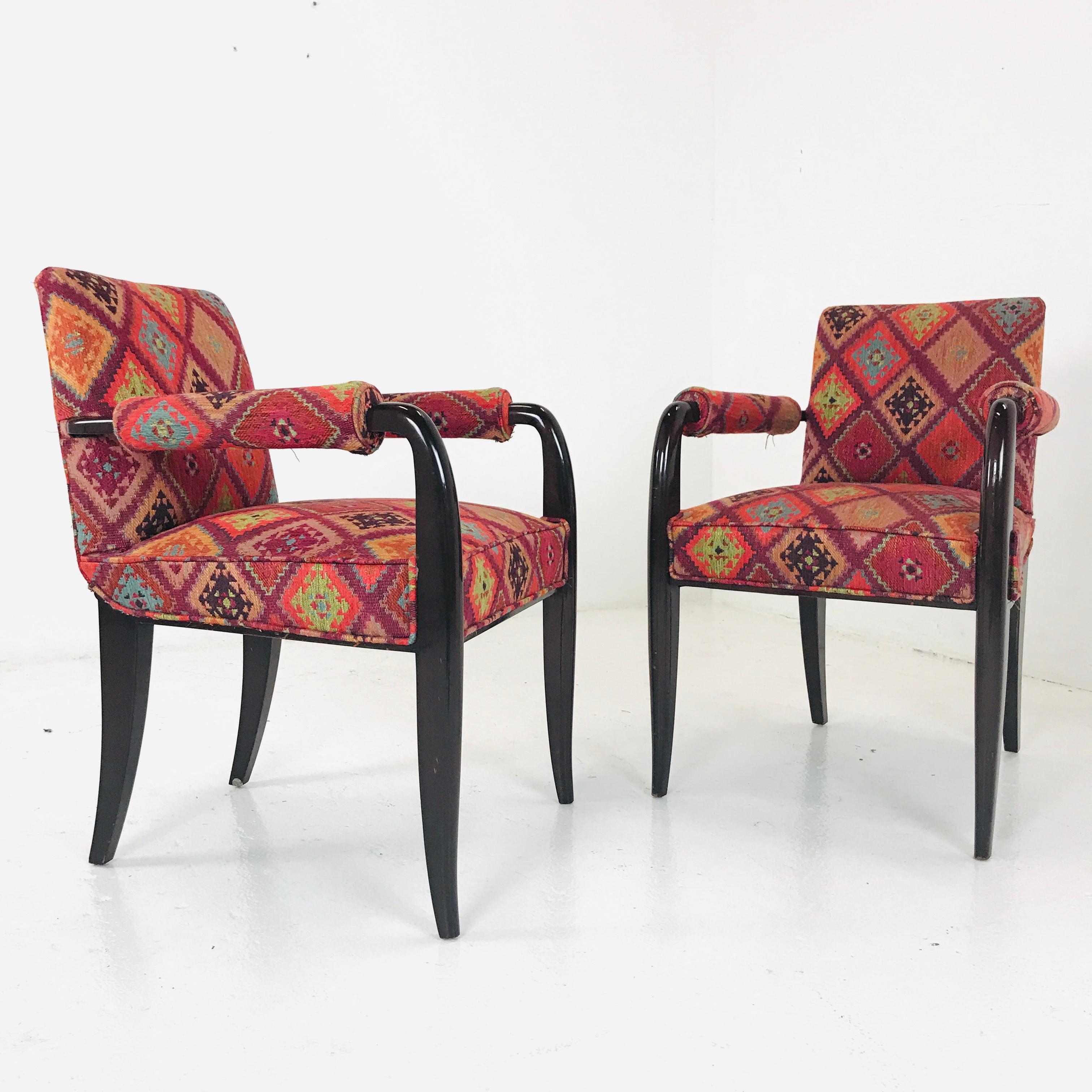 Late 20th Century Pair of Art Deco Armchairs