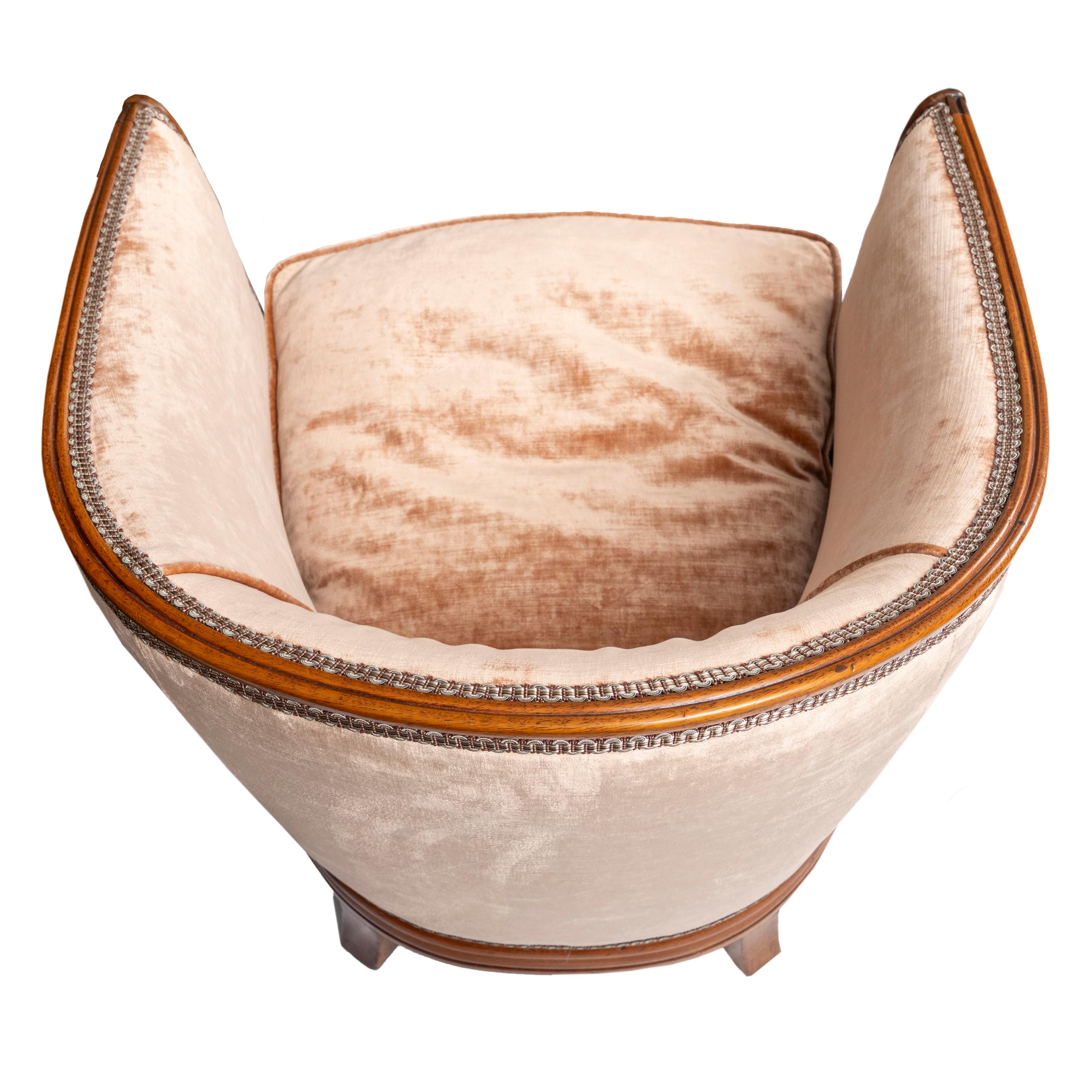 Beech Pair of Art Deco Arm Chairs, France circa 1930